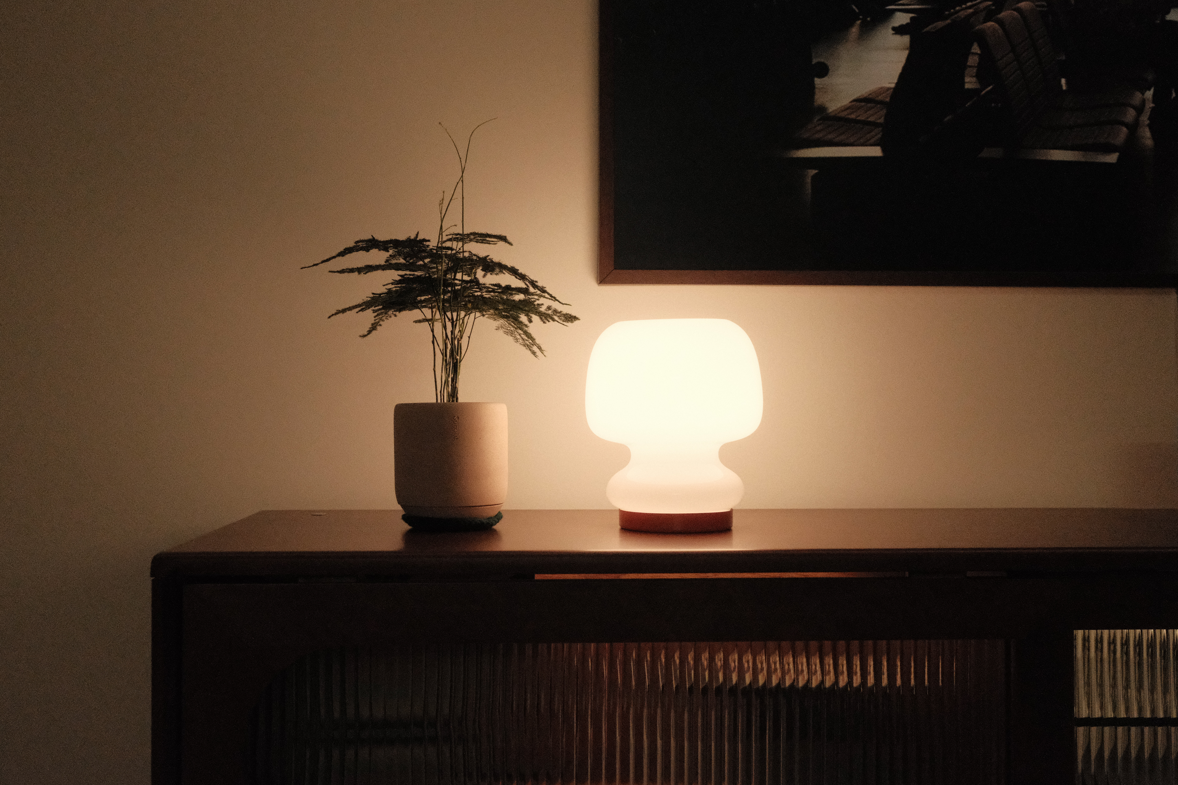 Bringing Timeless Charm into our Mid-Century Modern Living Room - vibrant modern room, cozy ambiance, soft lighting