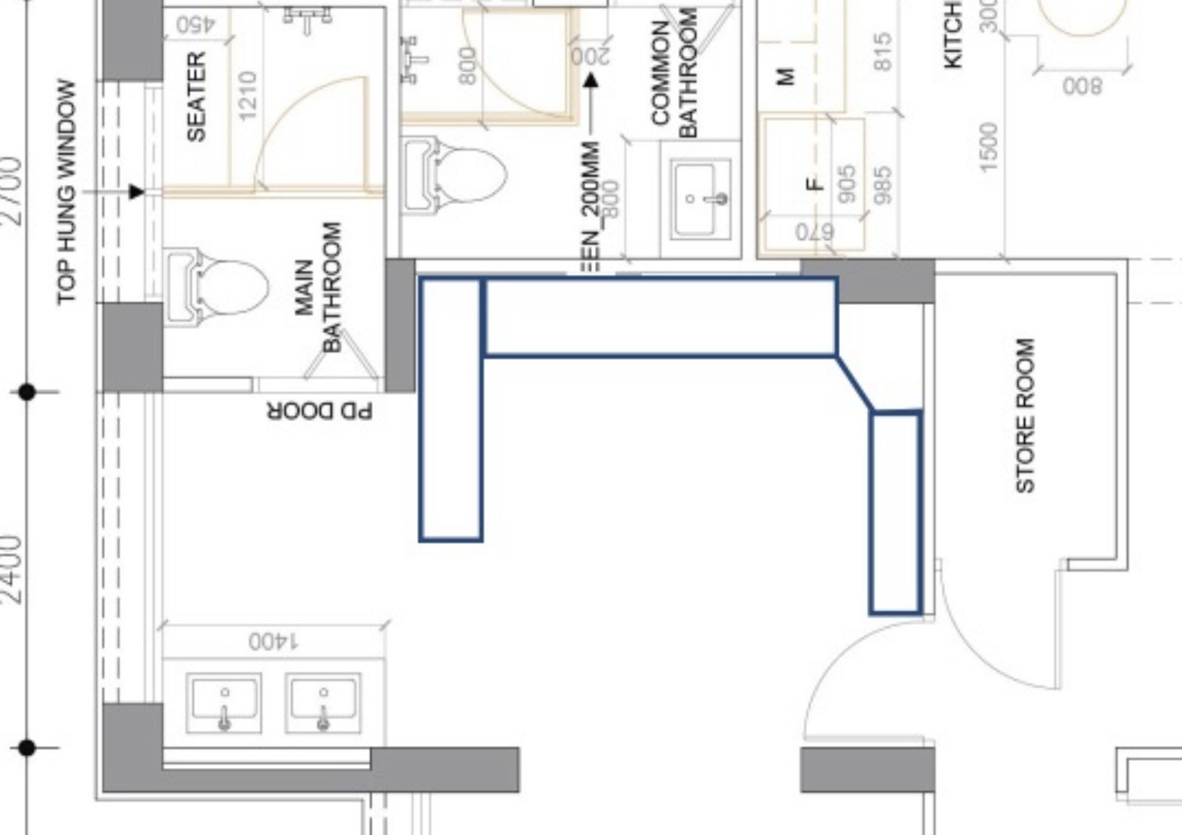 The Walk-In Wardrobe that Wasn't Planned - Layout diagram of a modern home interior design, Kitchen and bathroom layout plan