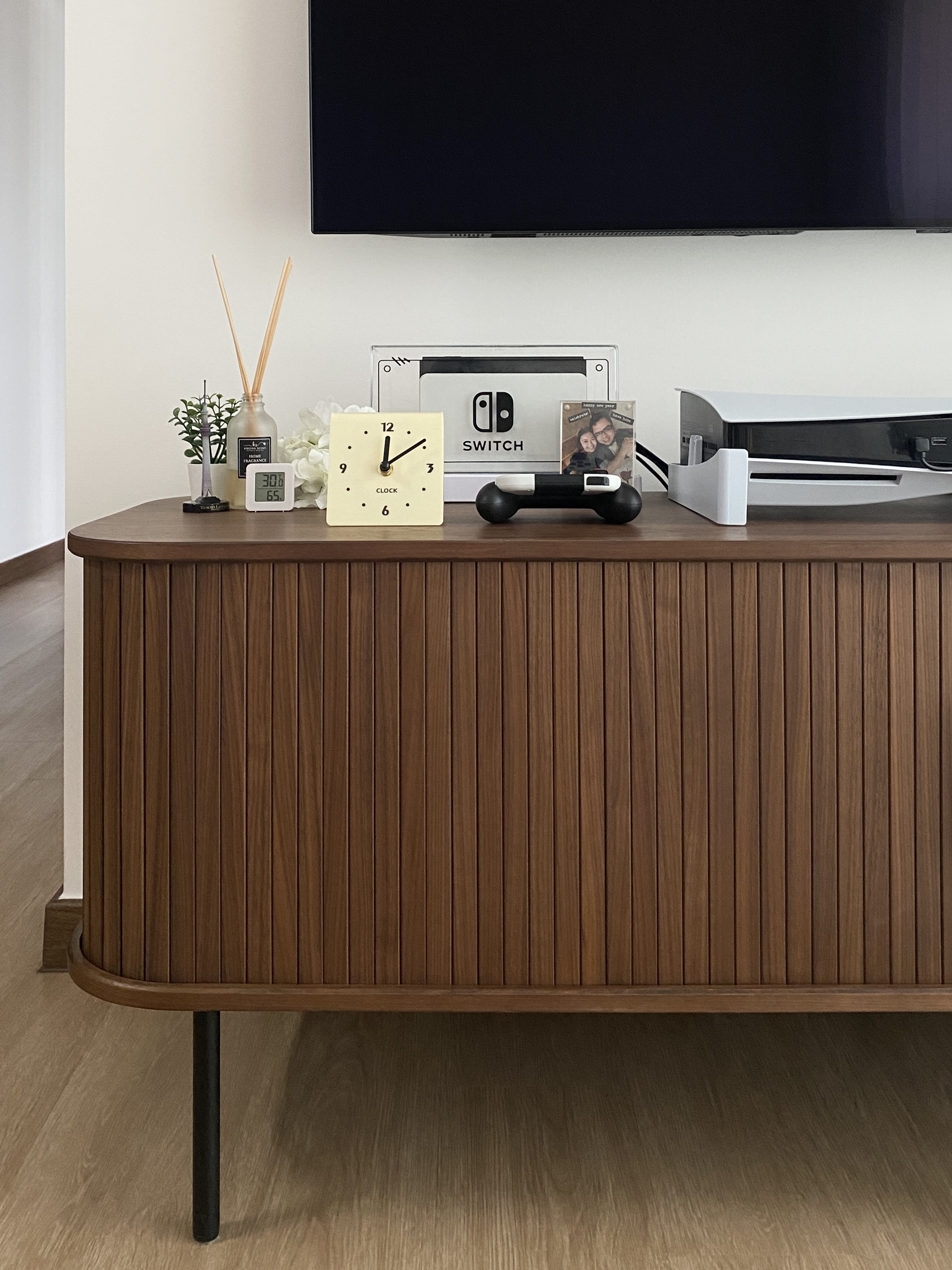 Living Room: Creating A Neutral Palette Home With HDB's Vinyl Flooring - Wooden TV cabinet, modern decor, minimalist design