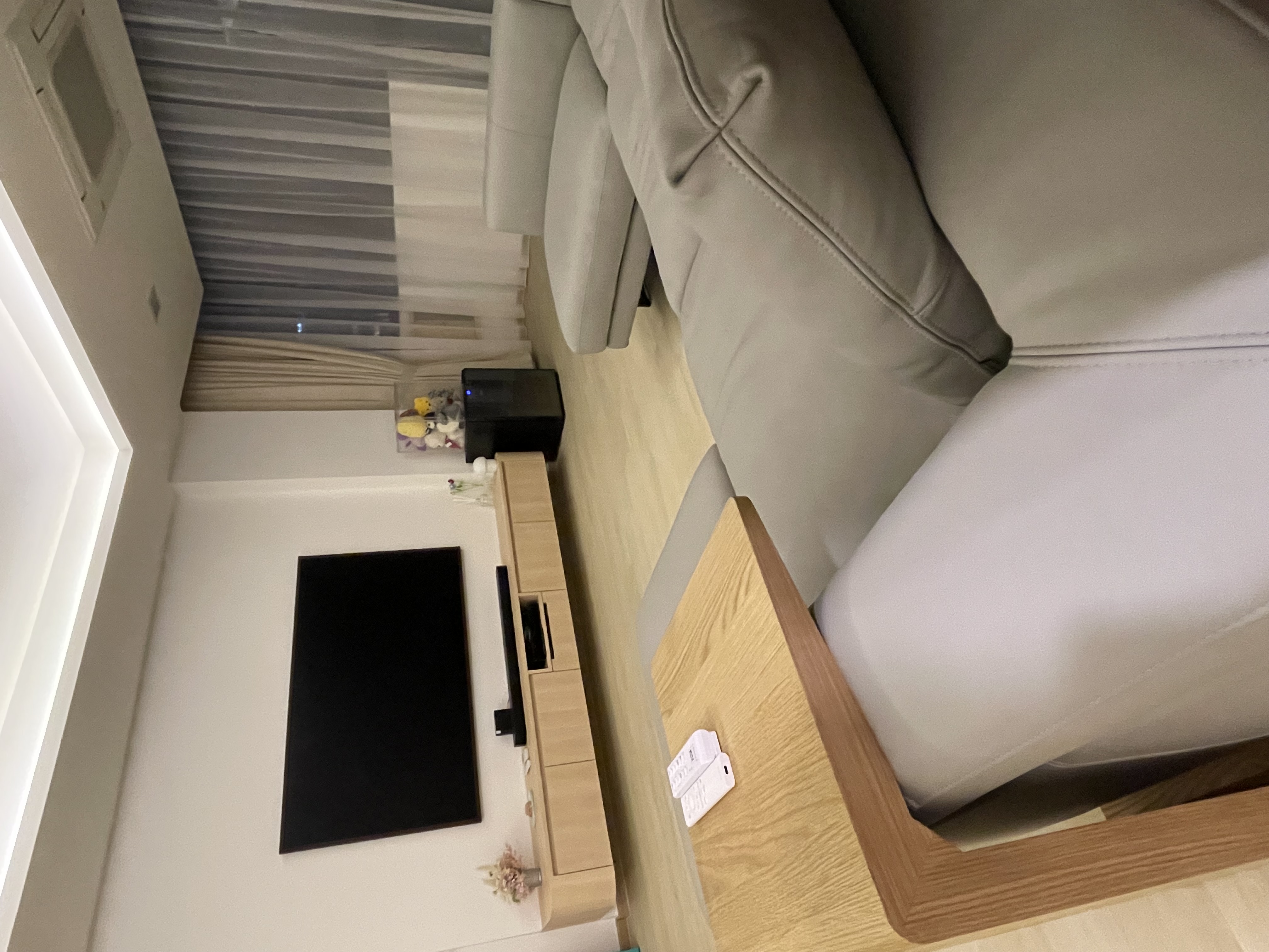 Our Living Room: Calming, Scandi and Airy  - Modern living room, minimalist decor, cozy ambiance, large sectional sofa, soft