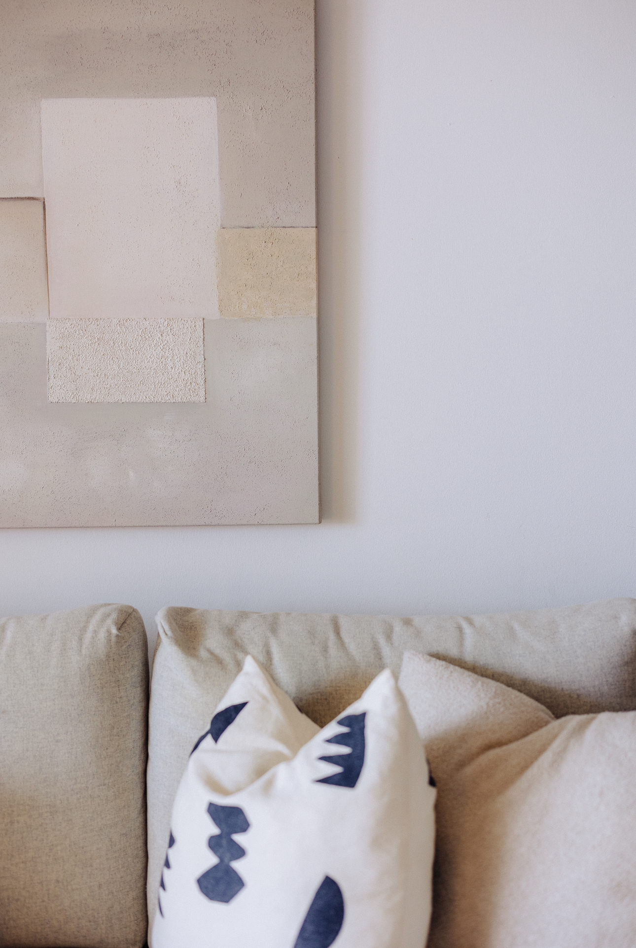 Before & After: Our Living Room During Different Eras Of Our Lives - modern living room, minimalist decor, abstract art