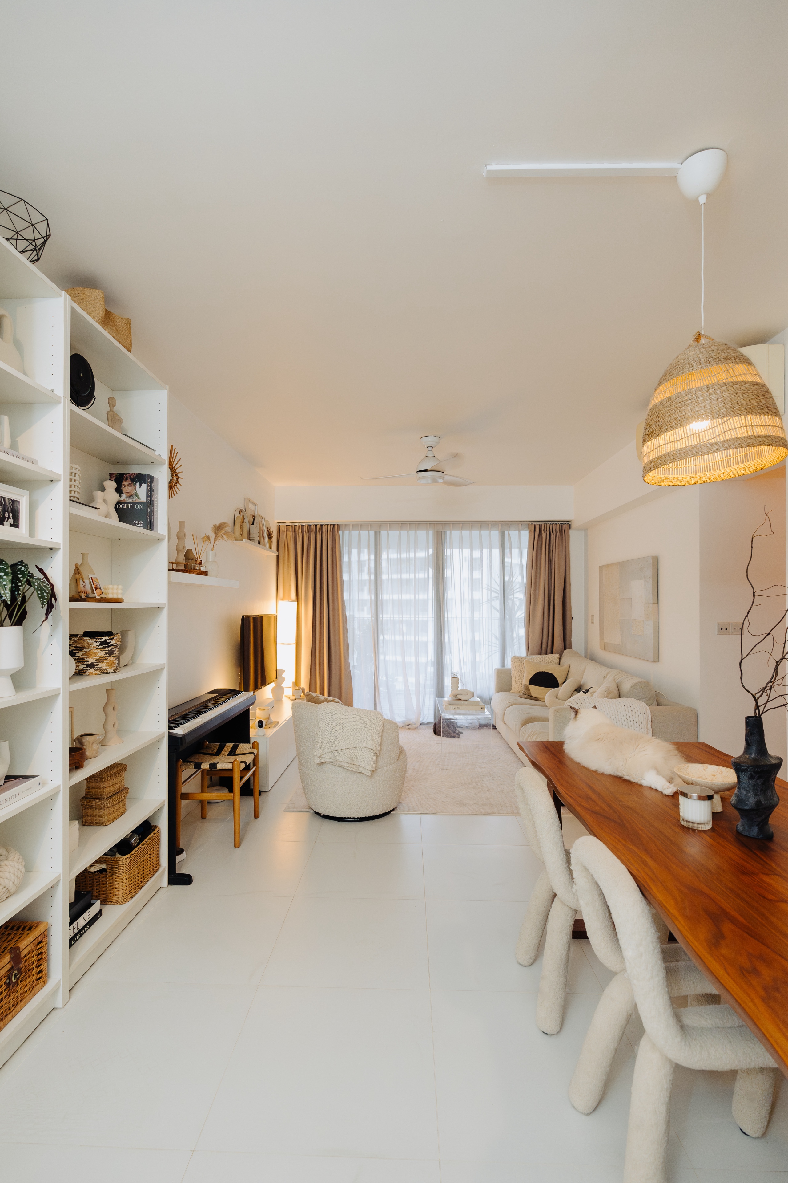 Before & After: Our Living Room During Different Eras Of Our Lives - White modern living room with minimalist decor, beige