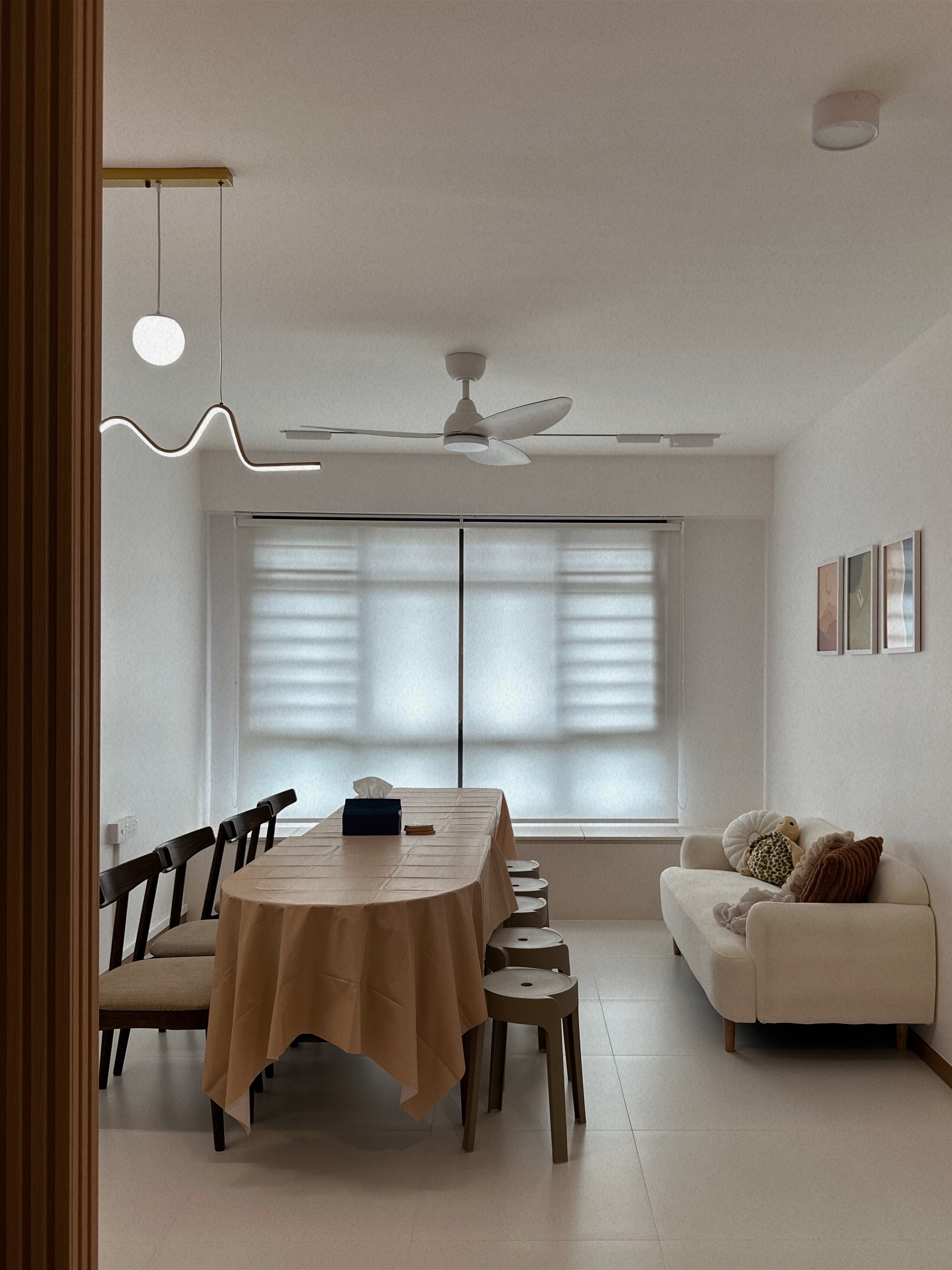 Our Cosy Minimalist Living Room: Where Endless Possibilities Unfold - Modern dining room with minimalist design, beige