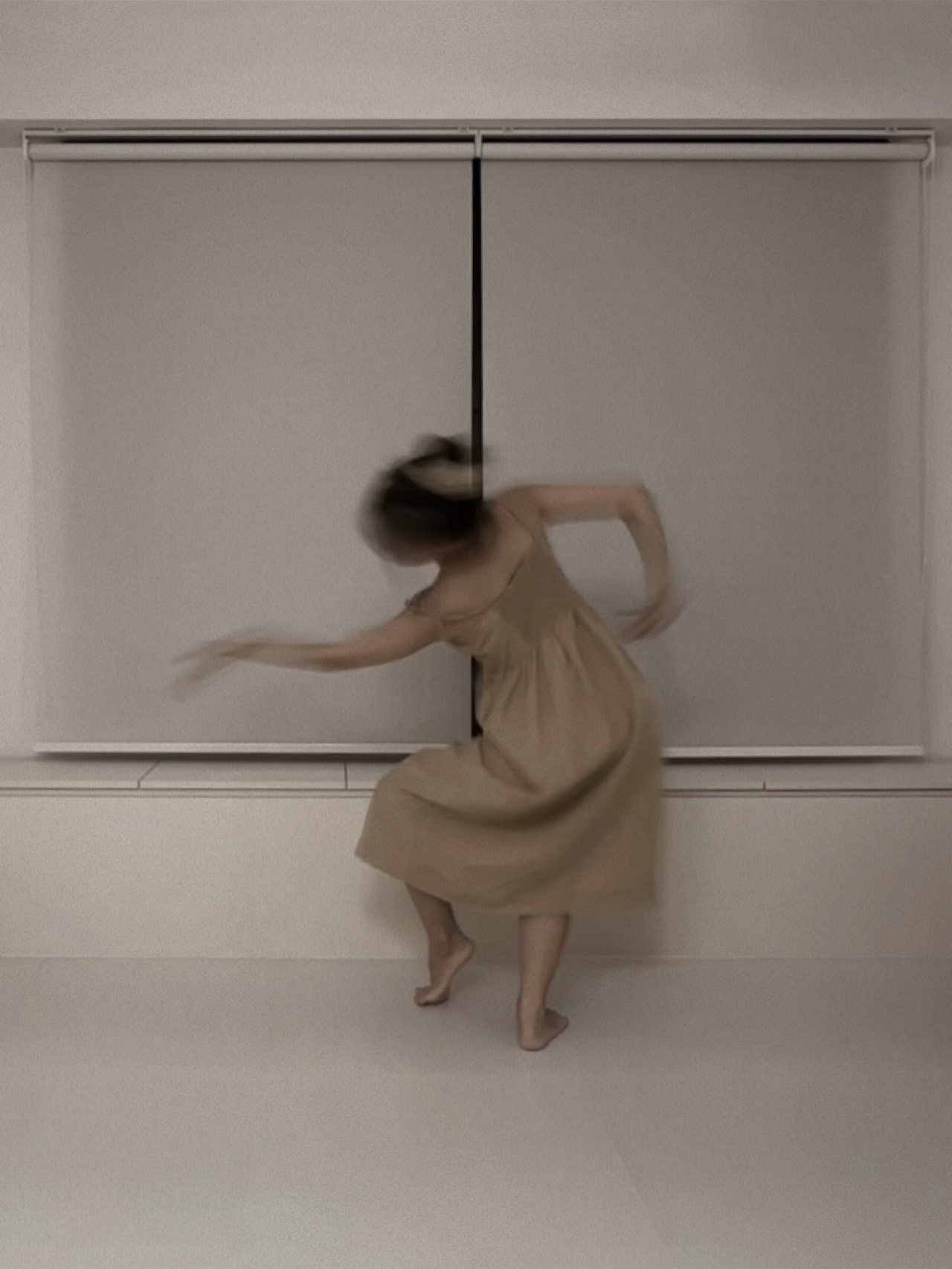 Our Cosy Minimalist Living Room: Where Endless Possibilities Unfold - Dance, woman, flowing dress, blurred motion, minimalist