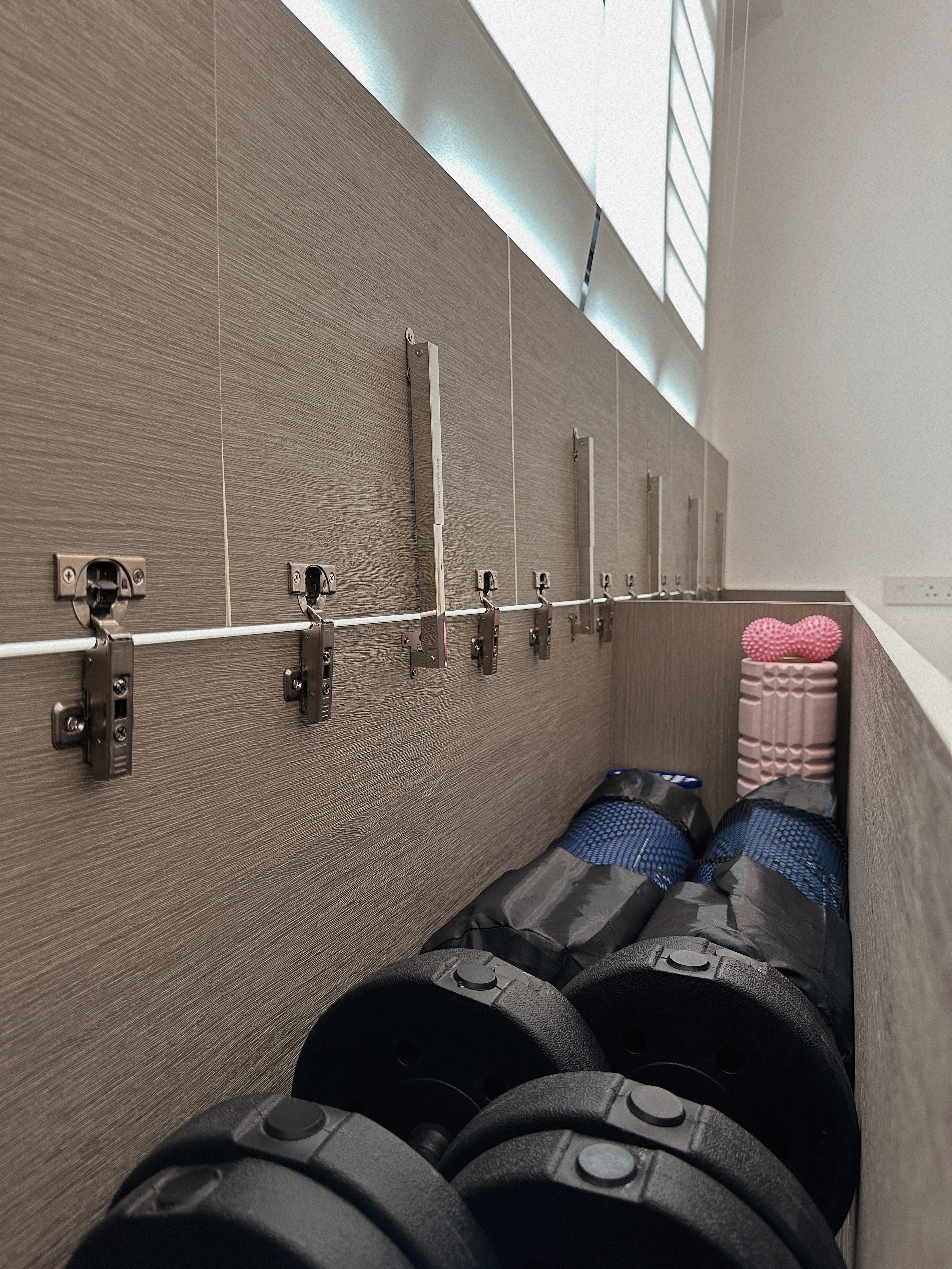 Our Cosy Minimalist Living Room: Where Endless Possibilities Unfold - Wooden wall tiles, metal hooks, padded storage bins