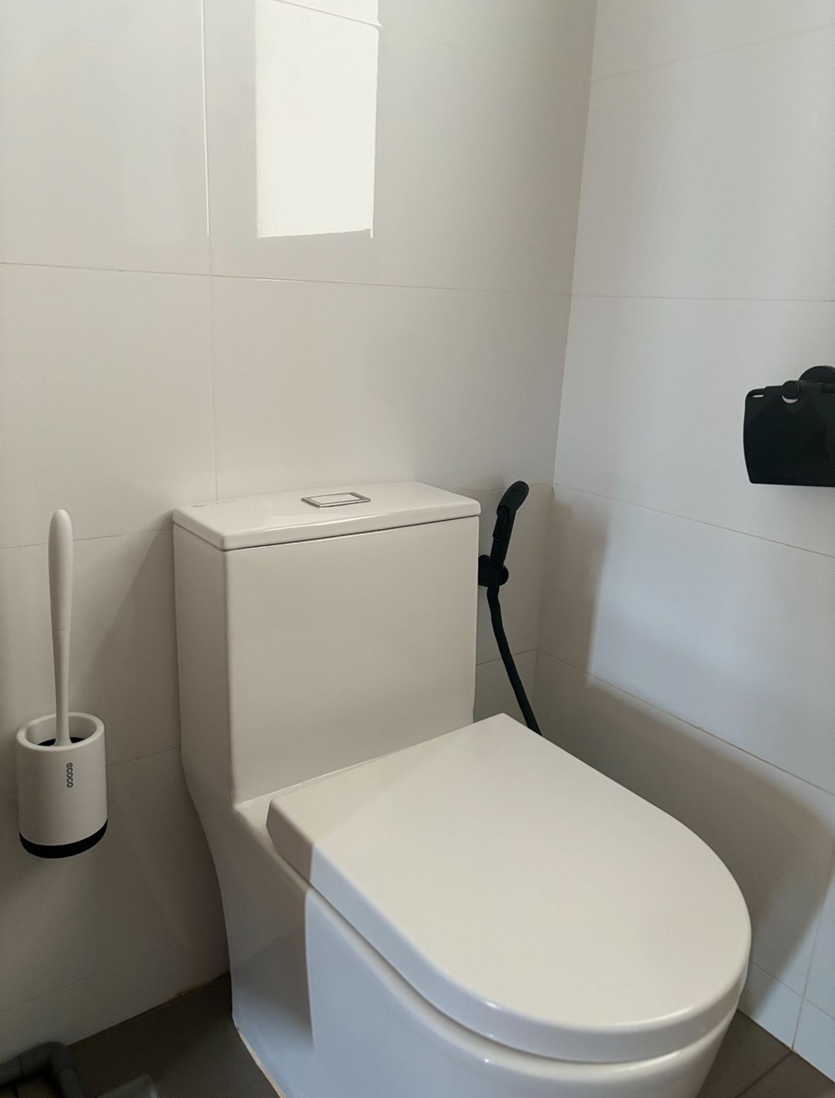 Before and After: All about the Details! - White toilet, minimalist design, modern bathroom, clean and bright space, white