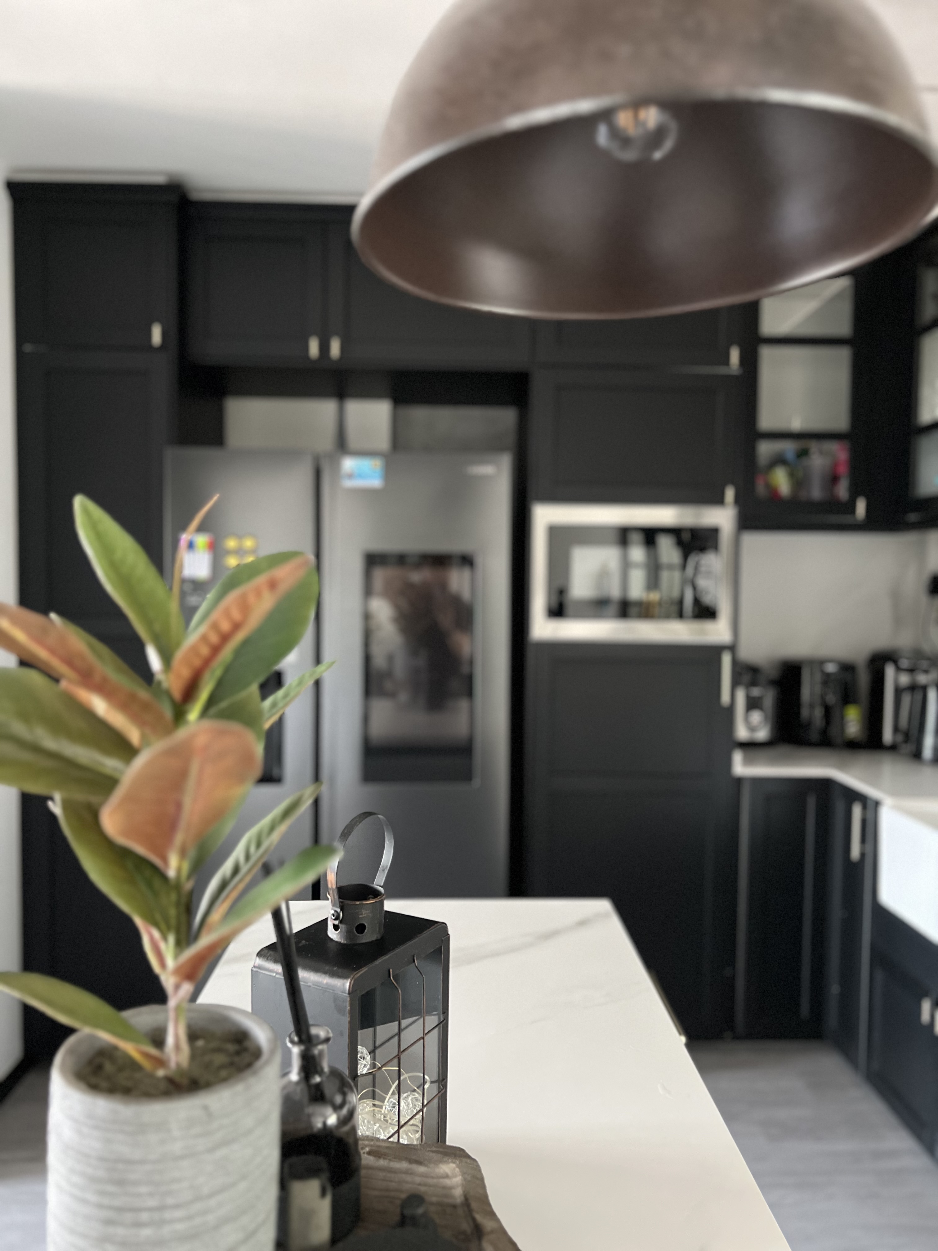 The Rustic Kitchen: Seasoned with love, to the heart’s content - modern kitchen, black cabinets, stainless steel appliances