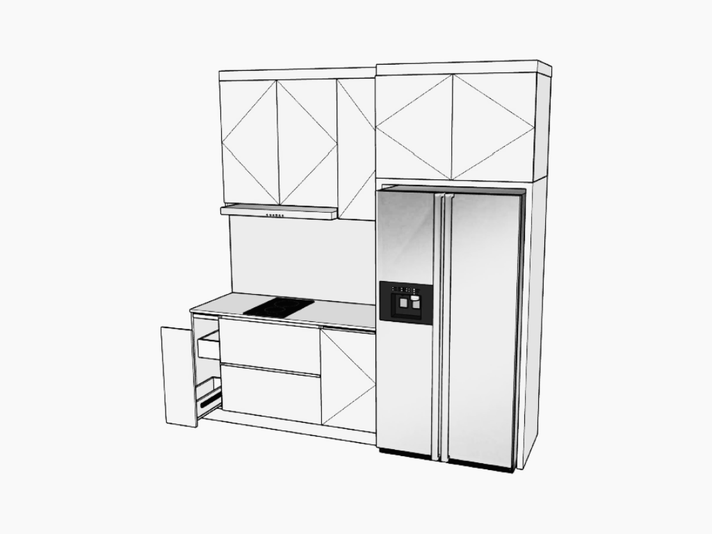 Kitchen | Chic and Functional | 5rm BTO in Tampines - Kitchen cabinetry, integrated appliances, open shelving, modern design