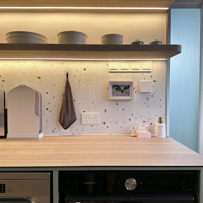 Customer home photo 2: Earthy Minimalist Kitchen with Open Shelves & Maximised Storage