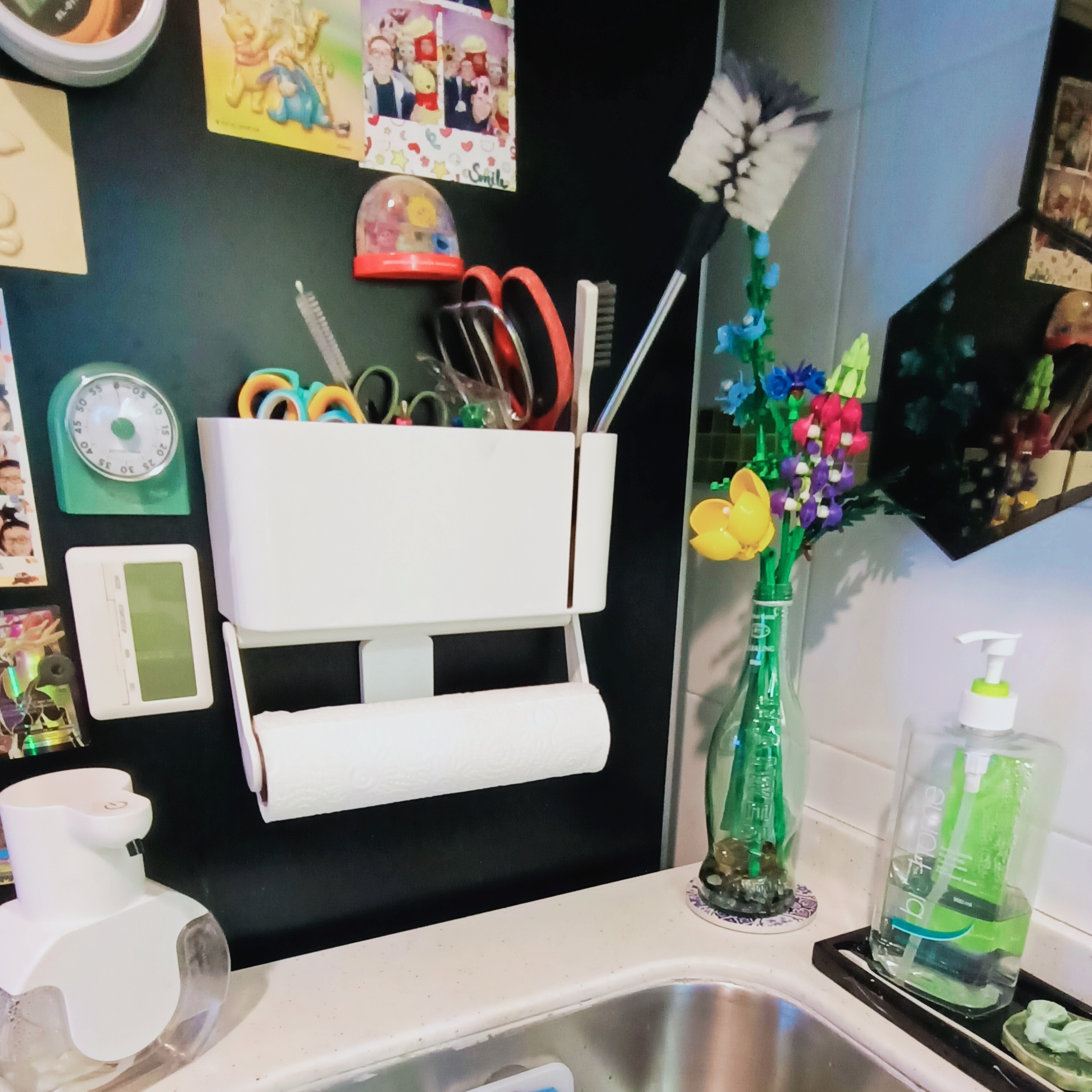 The Vibrant Hub: A Colorful Kitchen Oasis For The Whole Family - Organized workspace, clutter-free counter, white paper towel