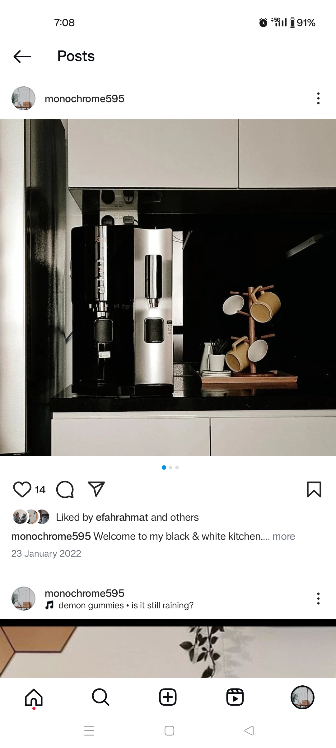Our airy black & white kitchen! - Sleek black and white kitchen setup, Modern coffee machine and utensils, Minimalist design