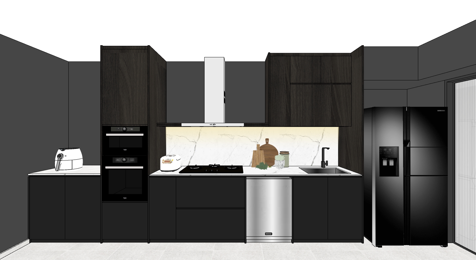 Tearing-down-the-walls:-Dark-and-Minimalistic-Kitchen-