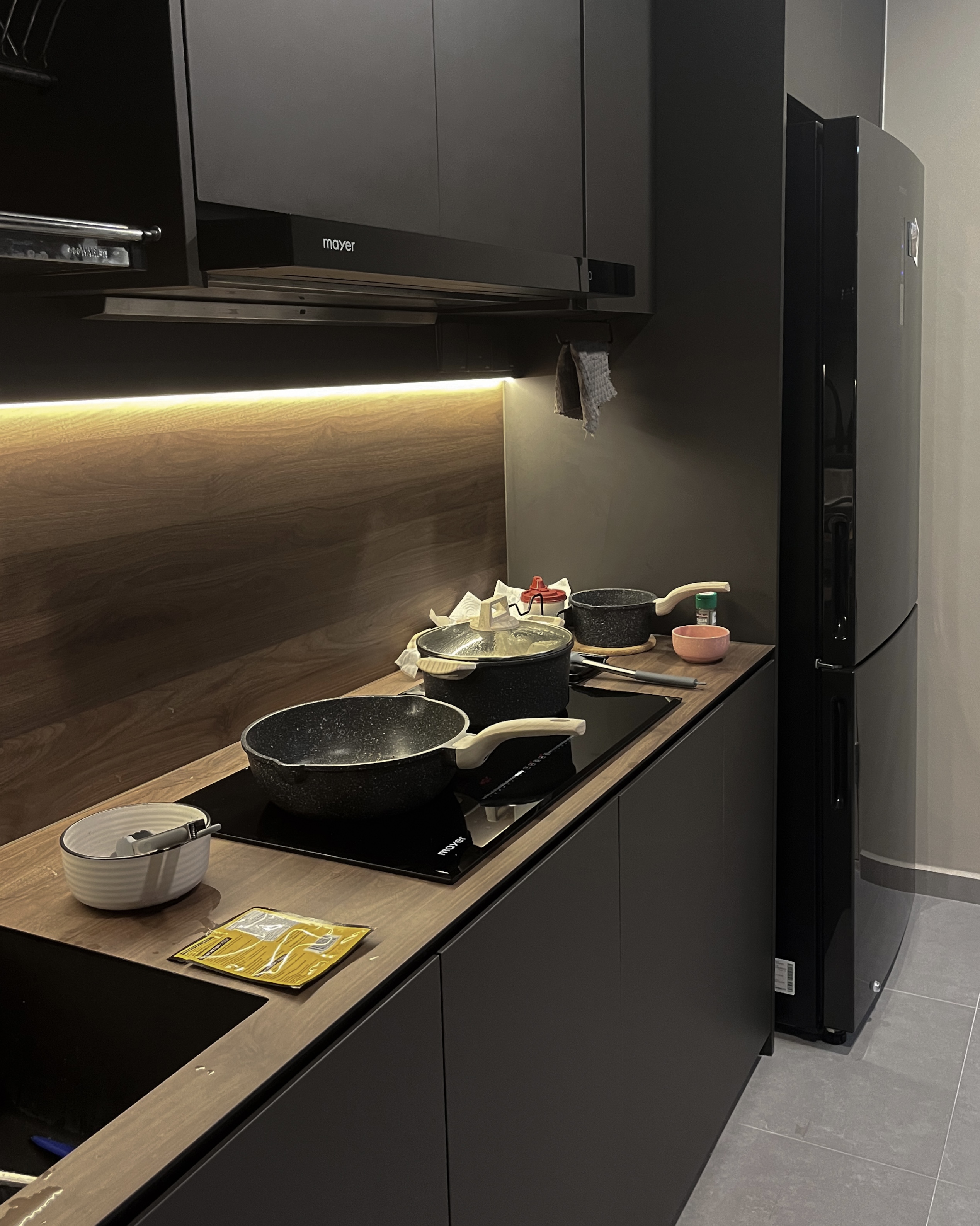 How-Our-Dark,-Contemporary-Kitchen-Transforms-From-Day-to-Night