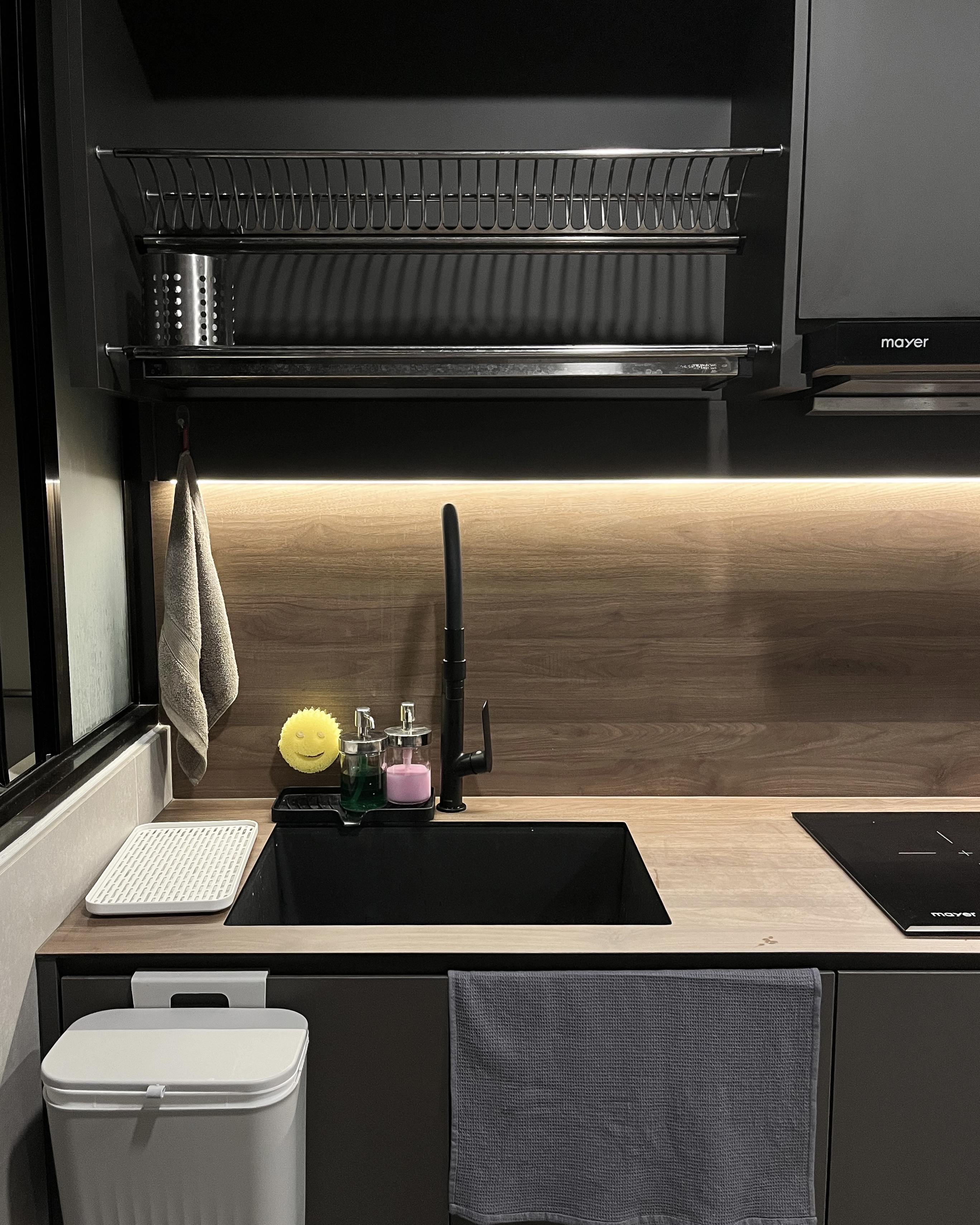 How Our Dark, Contemporary Kitchen Transforms From Day to Night - modern kitchen, sleek design, minimalist decor, black and