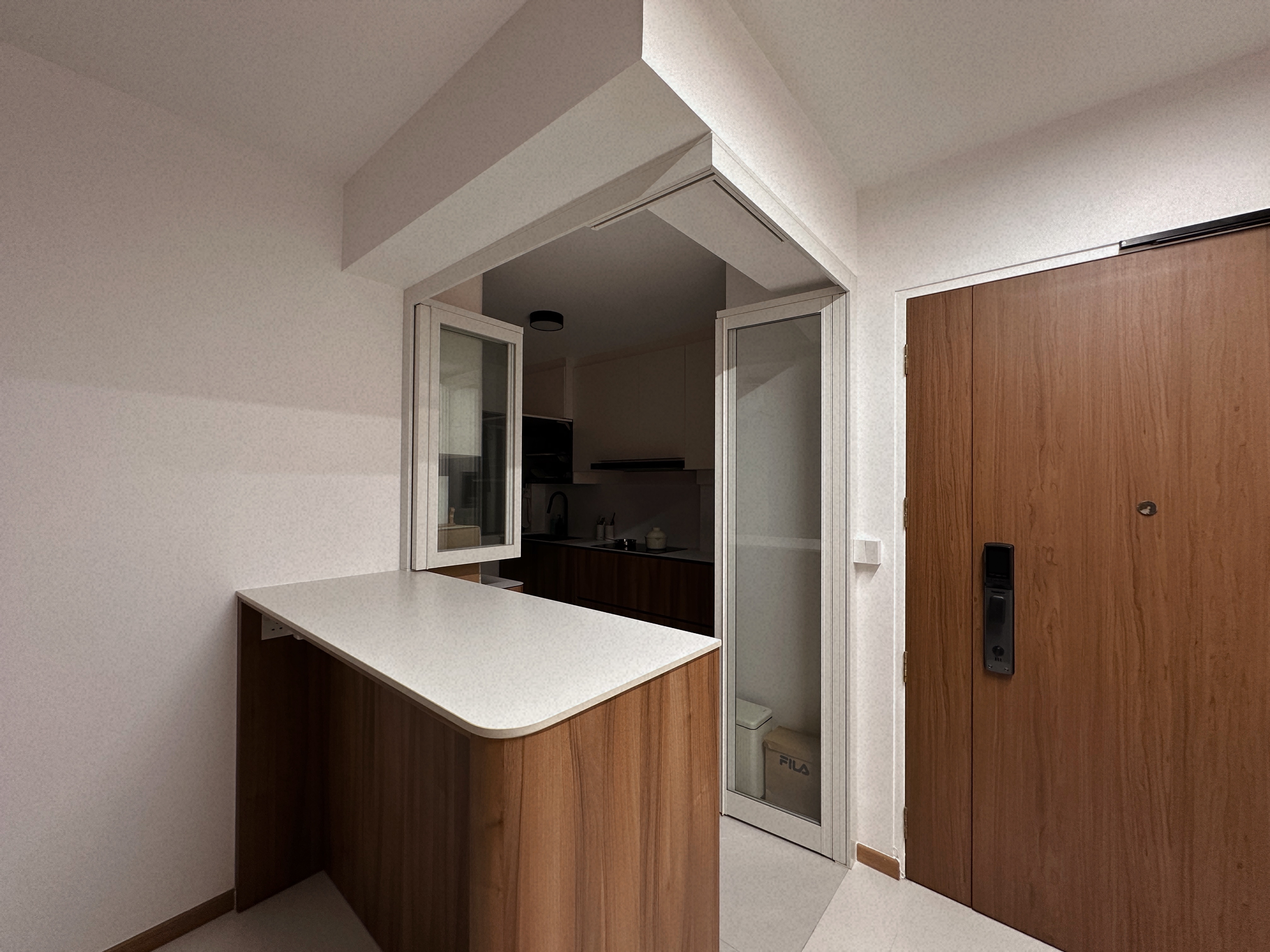 Our Open-Close Kitchen: Where Maximum Enjoyment Meets Minimum Chores - Kitchen island, wooden cabinets, white countertop