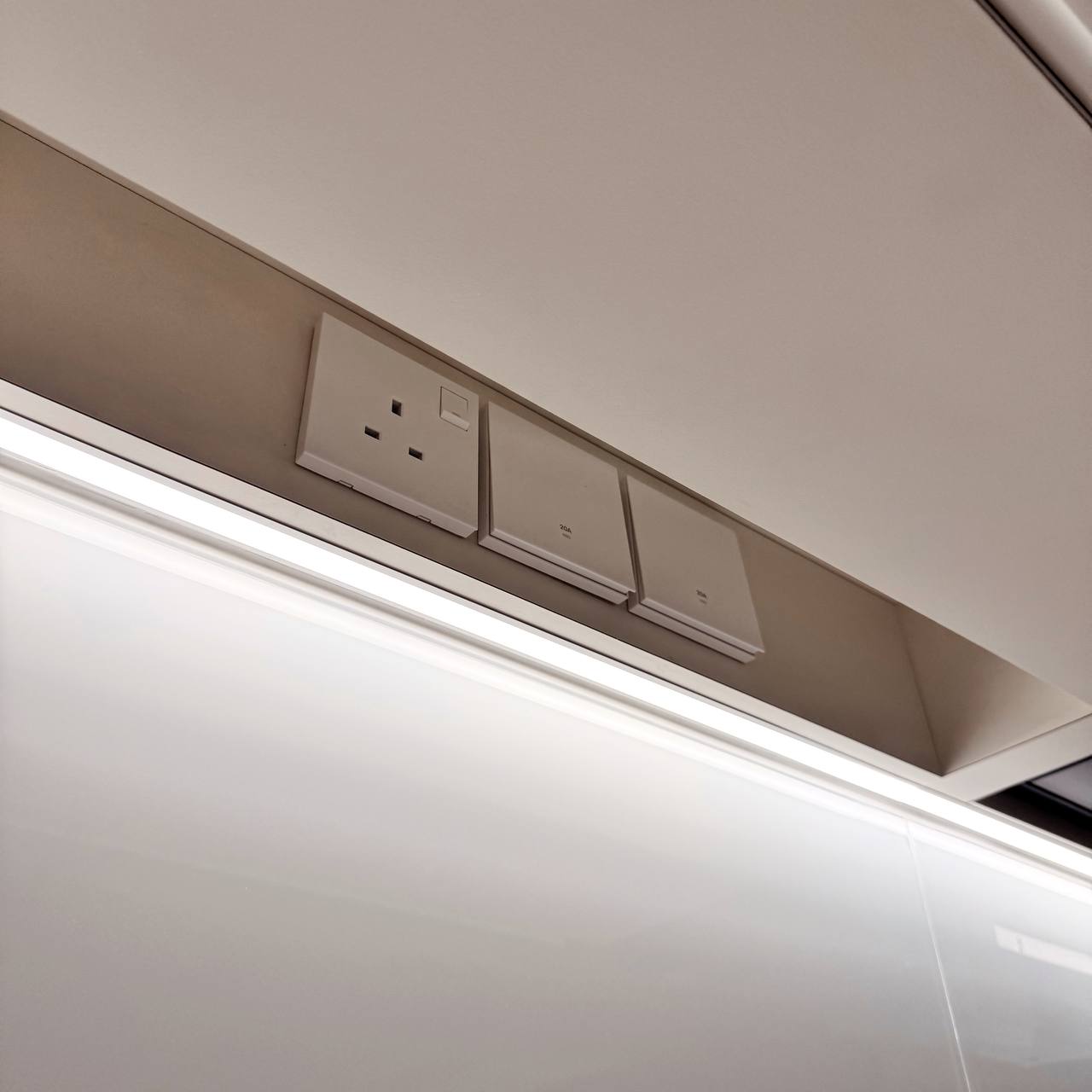 Inside Our Open Concept Kitchen: Practical & Functional - Sleek, modern ceiling vent, Minimalist electrical panel, White