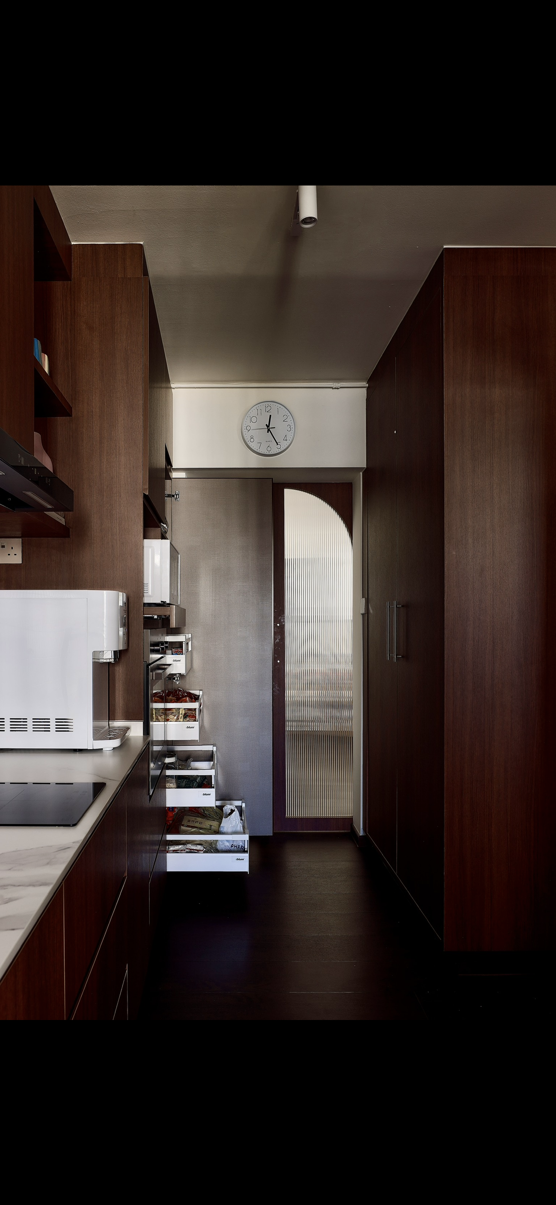 Transform your cooking space with a mid-century modern kitchen!🌿✨ - Modern kitchen with wooden cabinets, white appliances