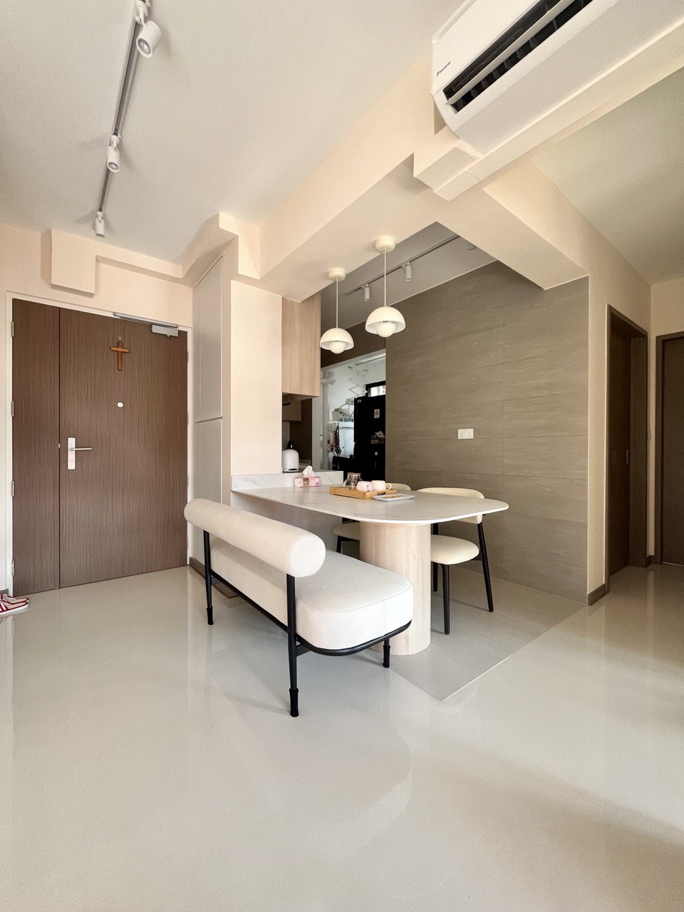 Before & After: Transforming the Impossible of a Small Kitchen Space  - Modern minimalist dining room, sleek furniture