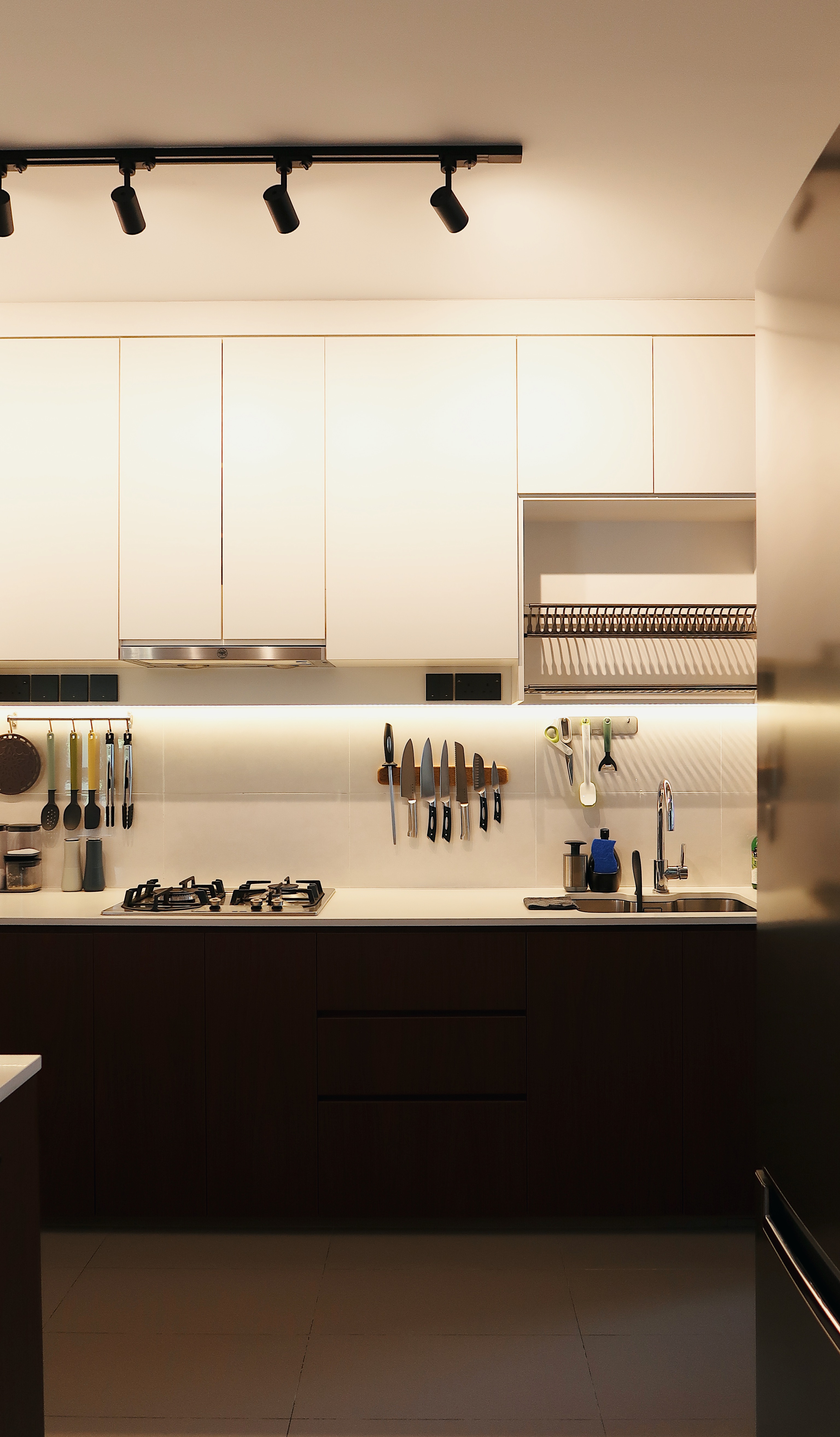 Our Open Concept Kitchen: Rustic Meets Joseph Joseph - Modern kitchen with sleek design, stainless steel appliances, white