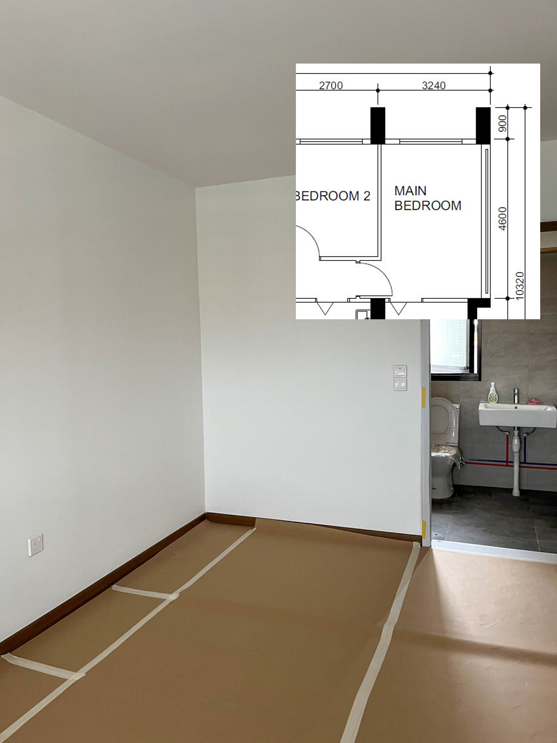From Vision to Reality: Revamping Our Master Vanity Space - Interior design layout featuring a bathroom and bedroom, Room