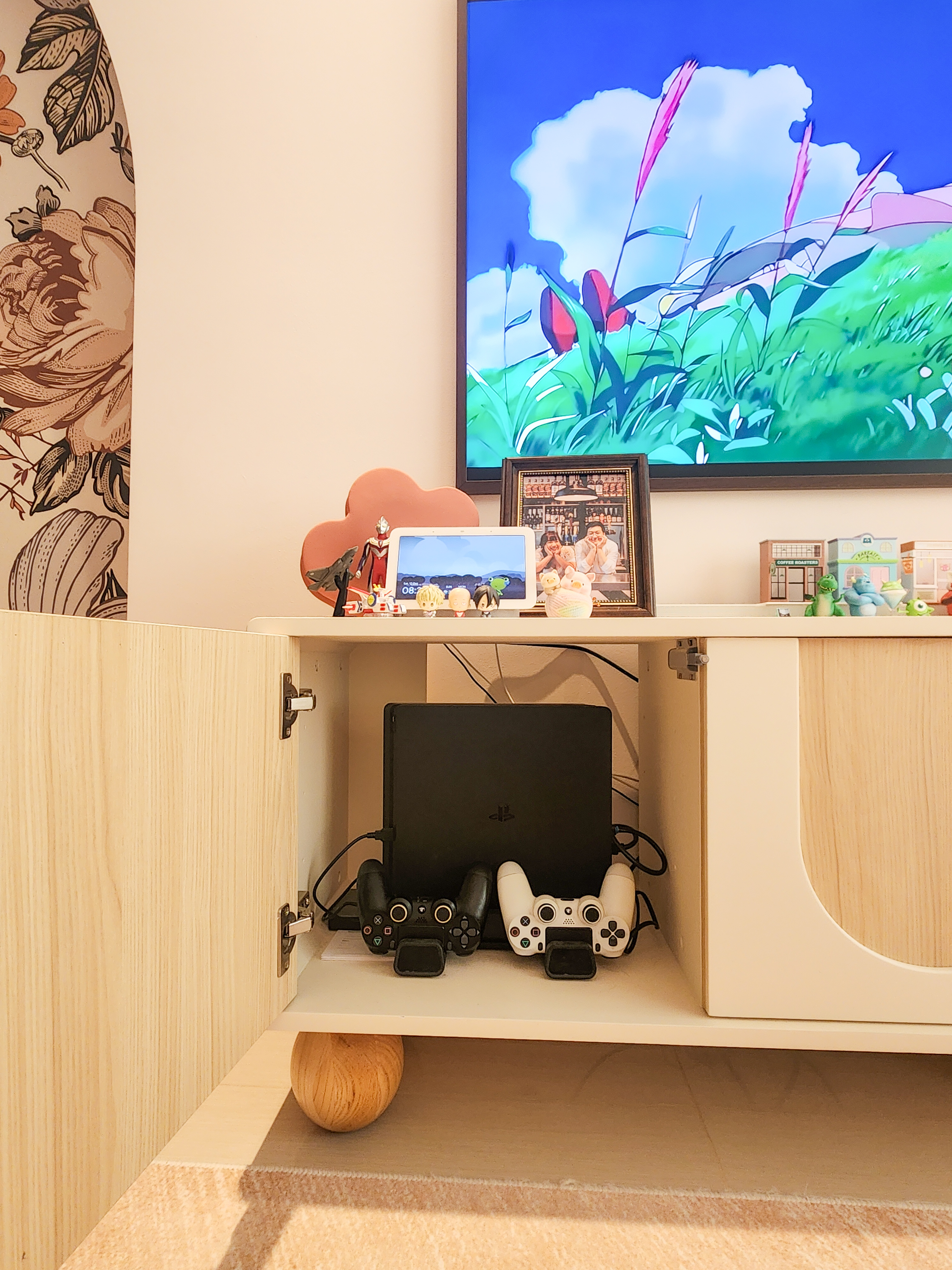 Our Cosy Living Room: ZERO CARPENTRY & Hints of Disney Magic! - Anime-themed wall art, colorful nature illustration, digital