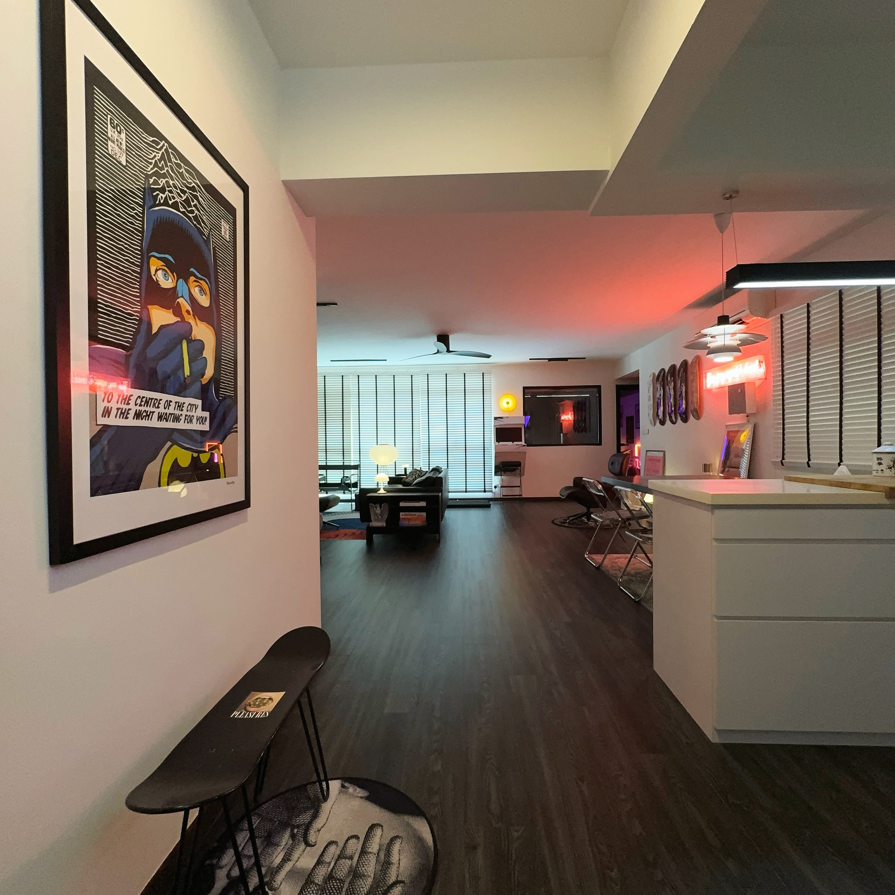 $31K Renovation Budget 5-Room HDB Mid-Century & Eclectic - Modern living room with contemporary decor, Artwork featuring a