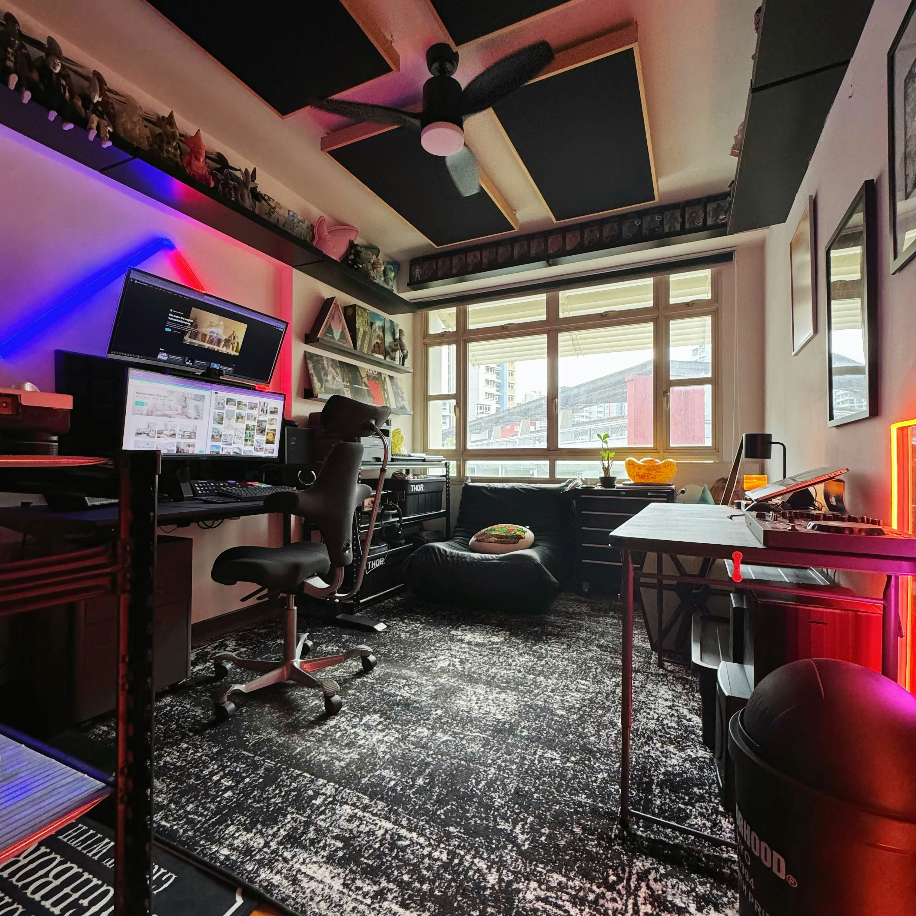 $31K Renovation Budget 5-Room HDB Mid-Century & Eclectic - Modern workspace, cozy room, home office, gaming setup, computer