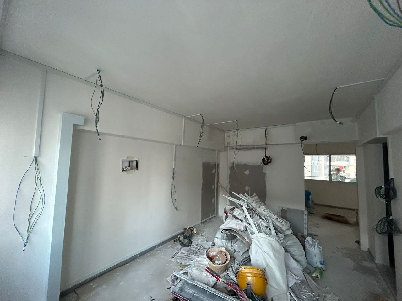 Bedroom: we "shifted" the position of our master bedroom door - unfinished room, construction site, unfinished walls, exposed