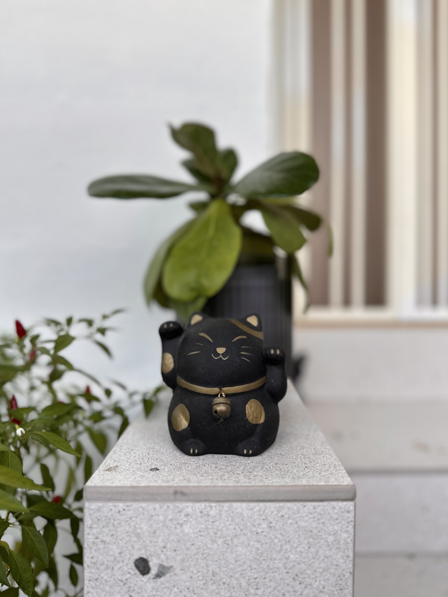 40 YO 3Rm Resale HDB in Tampines: 75K Reno Japandi-inspired Home - black cat figurine, black cat statue, ceramic cat, green