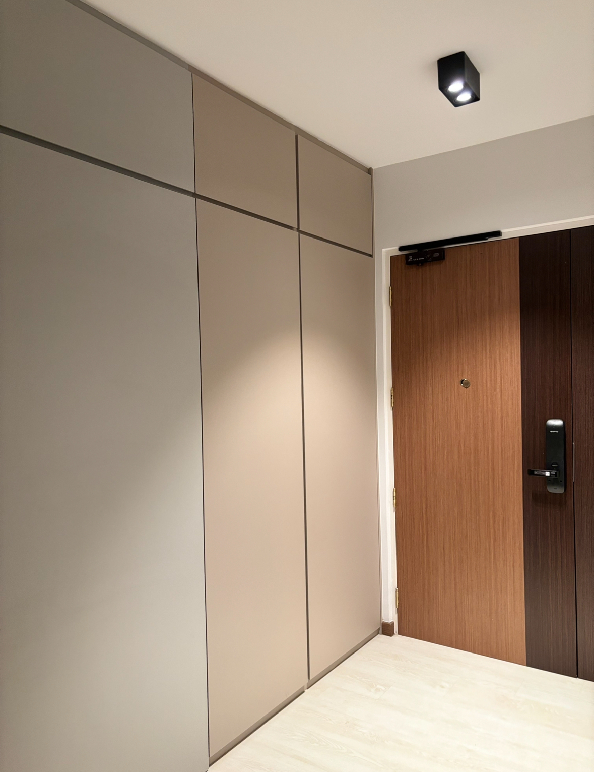 Before and After: Functional Entryway, Maximising Space - Wooden cabinets, modern design, minimalist style, neutral color