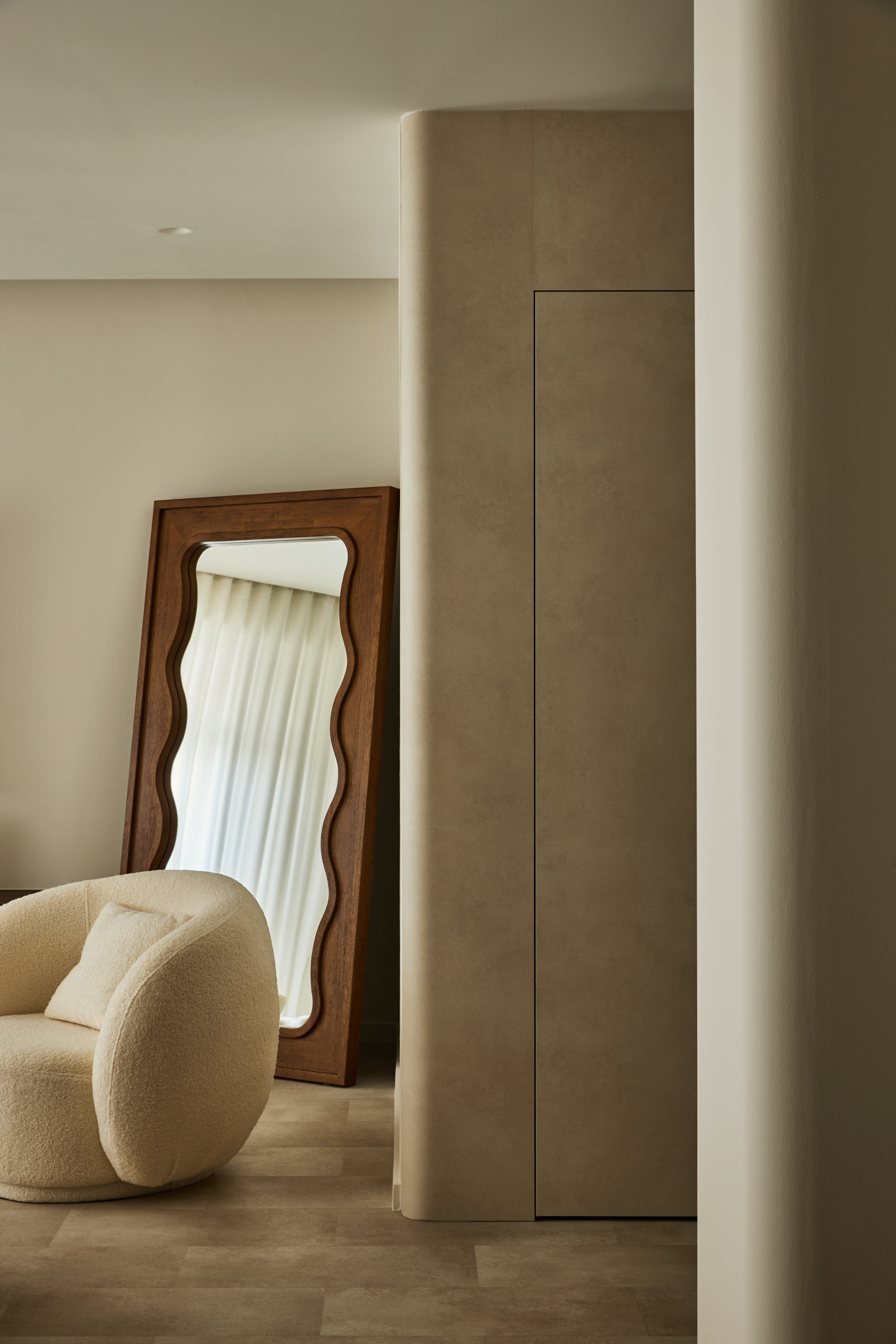 The One With The $80K Glow-Up: Our Modern-Minimalist 5-Room HDB 🏡 - Cream-colored, plush armchair, modern design, minimalist