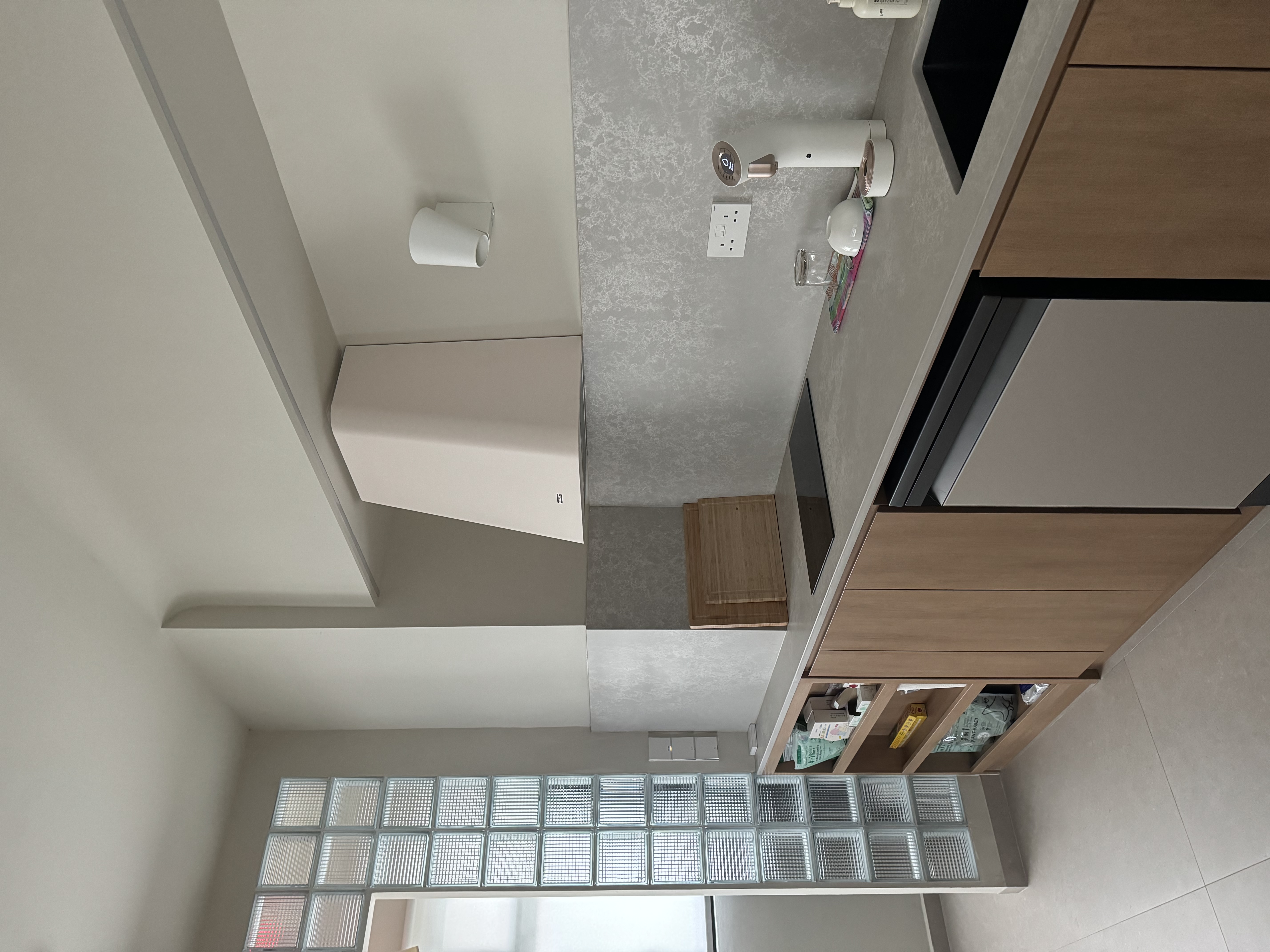 Edition Hotel Inspired House Tour | 5-Room BTO - modern kitchen, minimalist design, open space, floating shelf, wooden