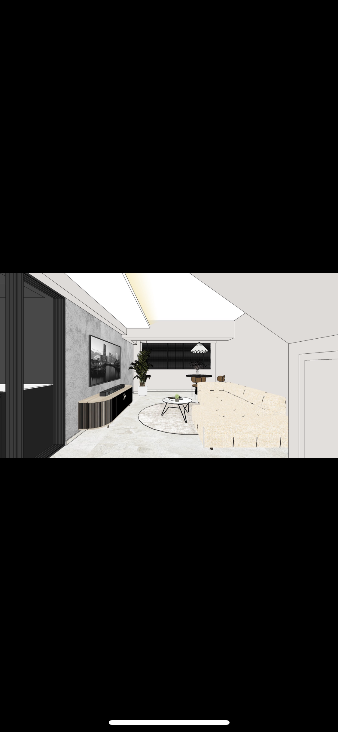 Moody and Minimalist Living Room - with no built-ins  - Modern living room design, minimalist decor, contemporary furniture