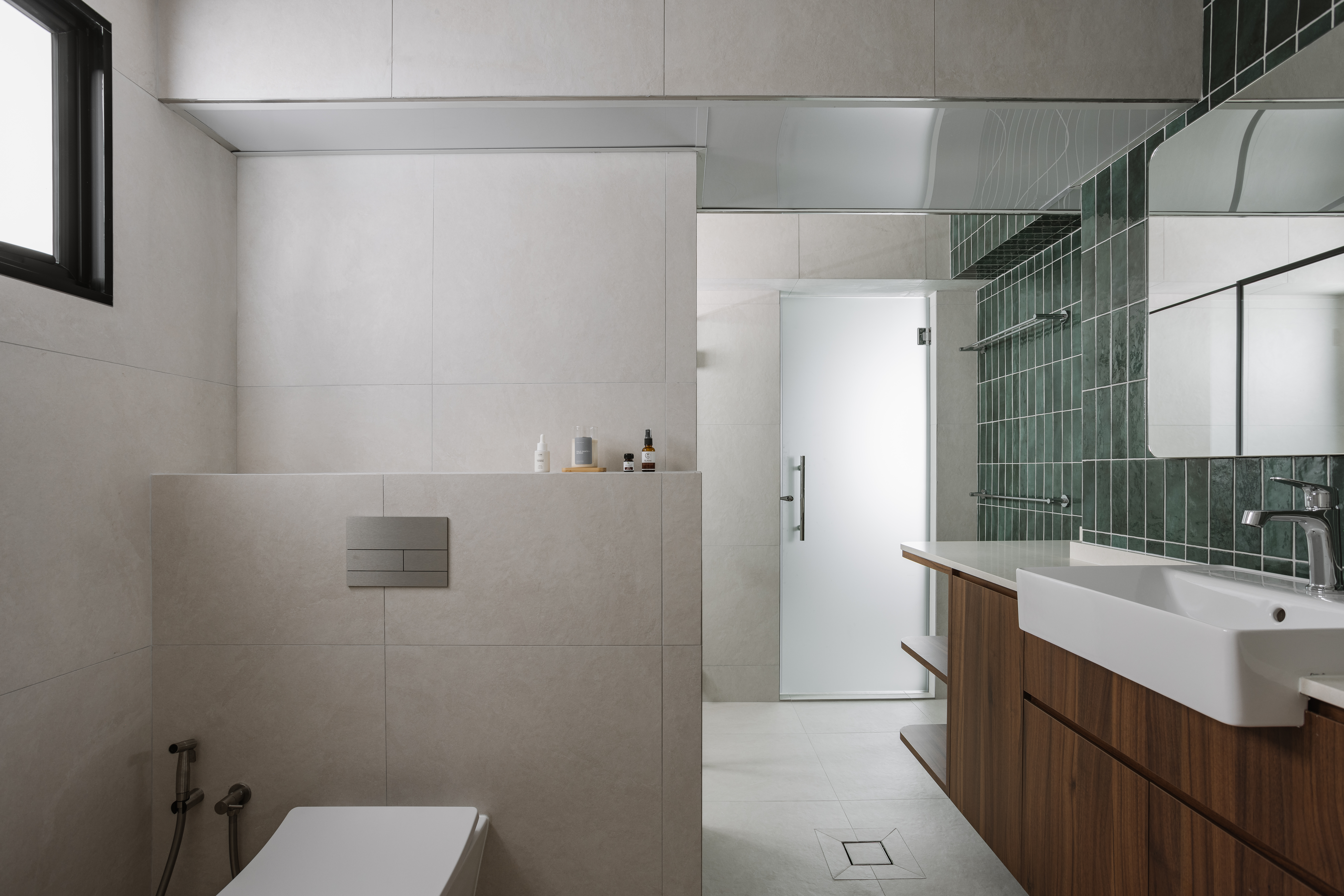 Function Meets Style: A Mid-Century Modern Makeover of our 5rm Resale - Modern minimalist bathroom, sleek design, neutral