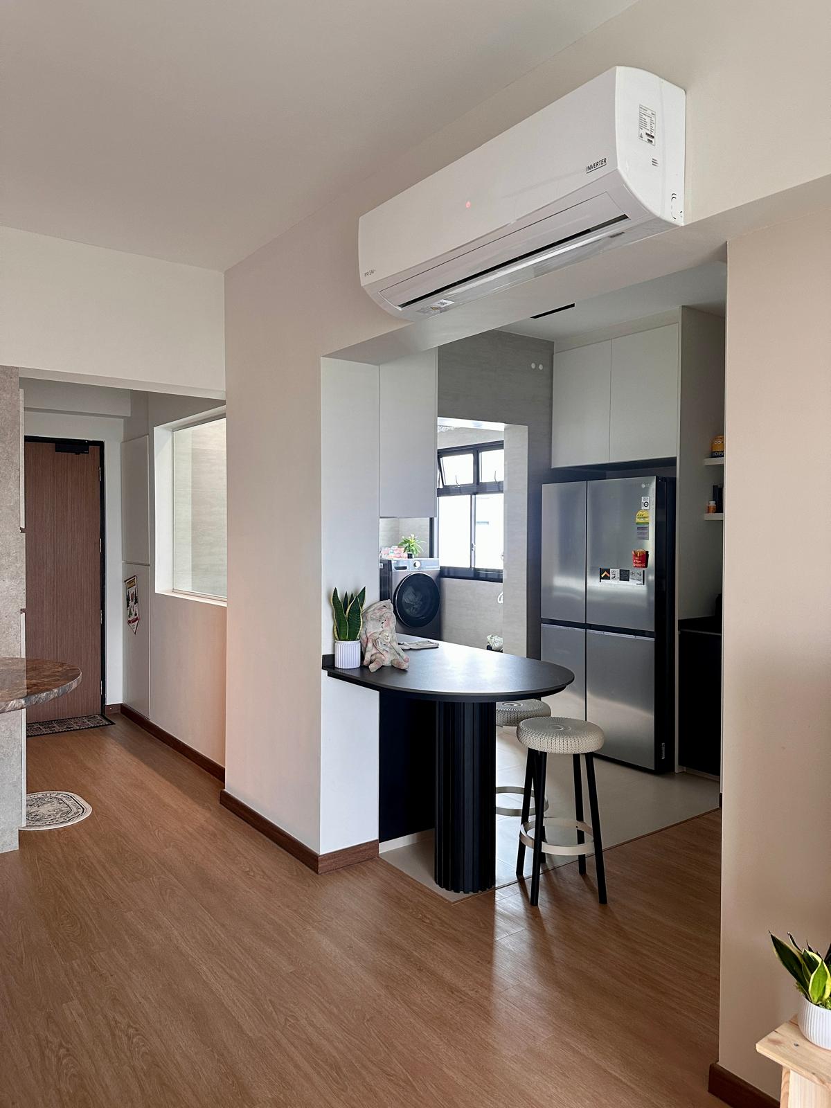House Tour: Minimalist Home Reno for S$37K | Tampines - Modern kitchen with sleek appliances, stainless steel refrigerator