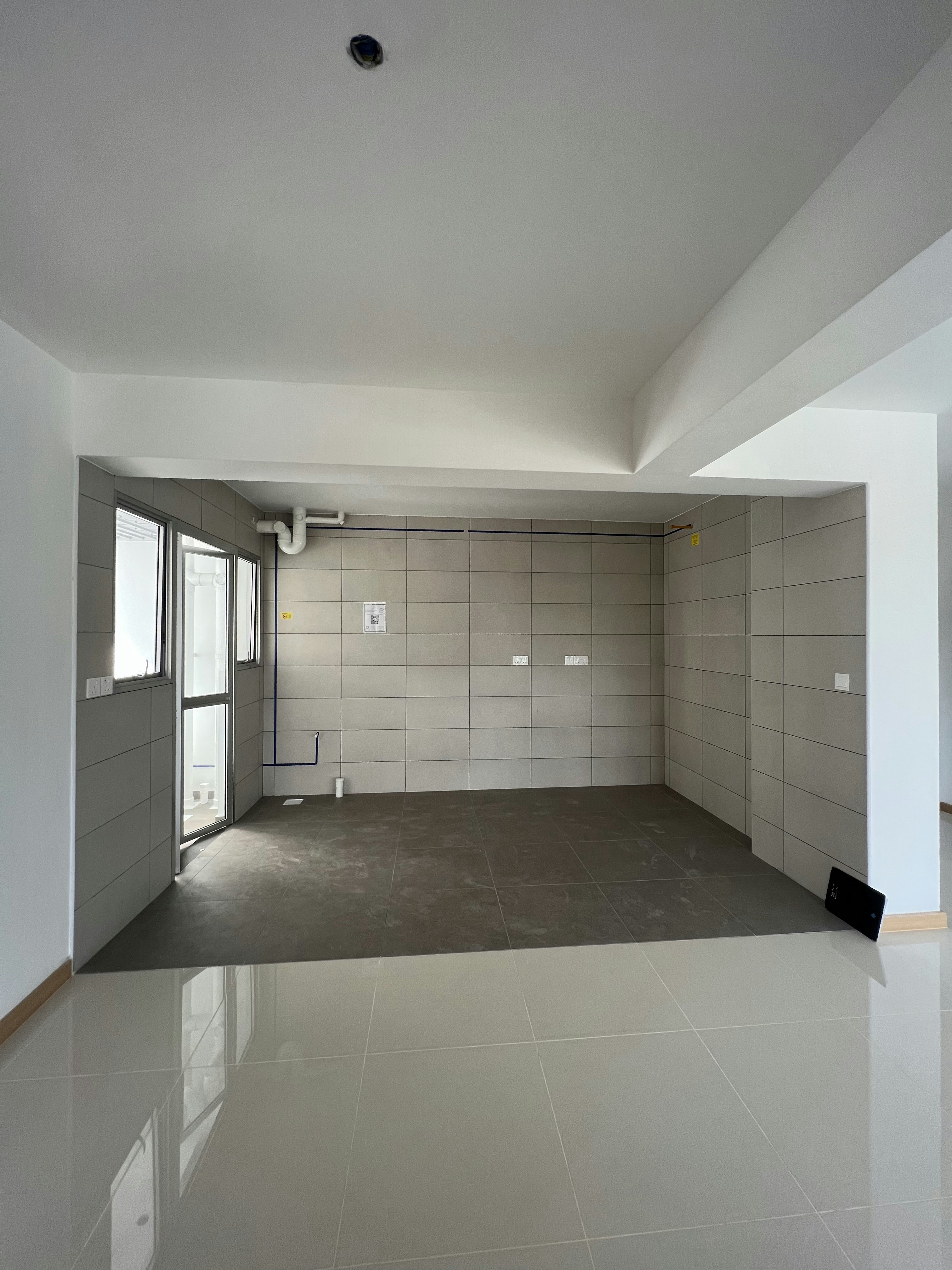 Before & After: Our 5-Room BTO Kitchen Transformation 👨🏽‍🍳🏠 - Modern minimalist bathroom, tiled floor, large windows