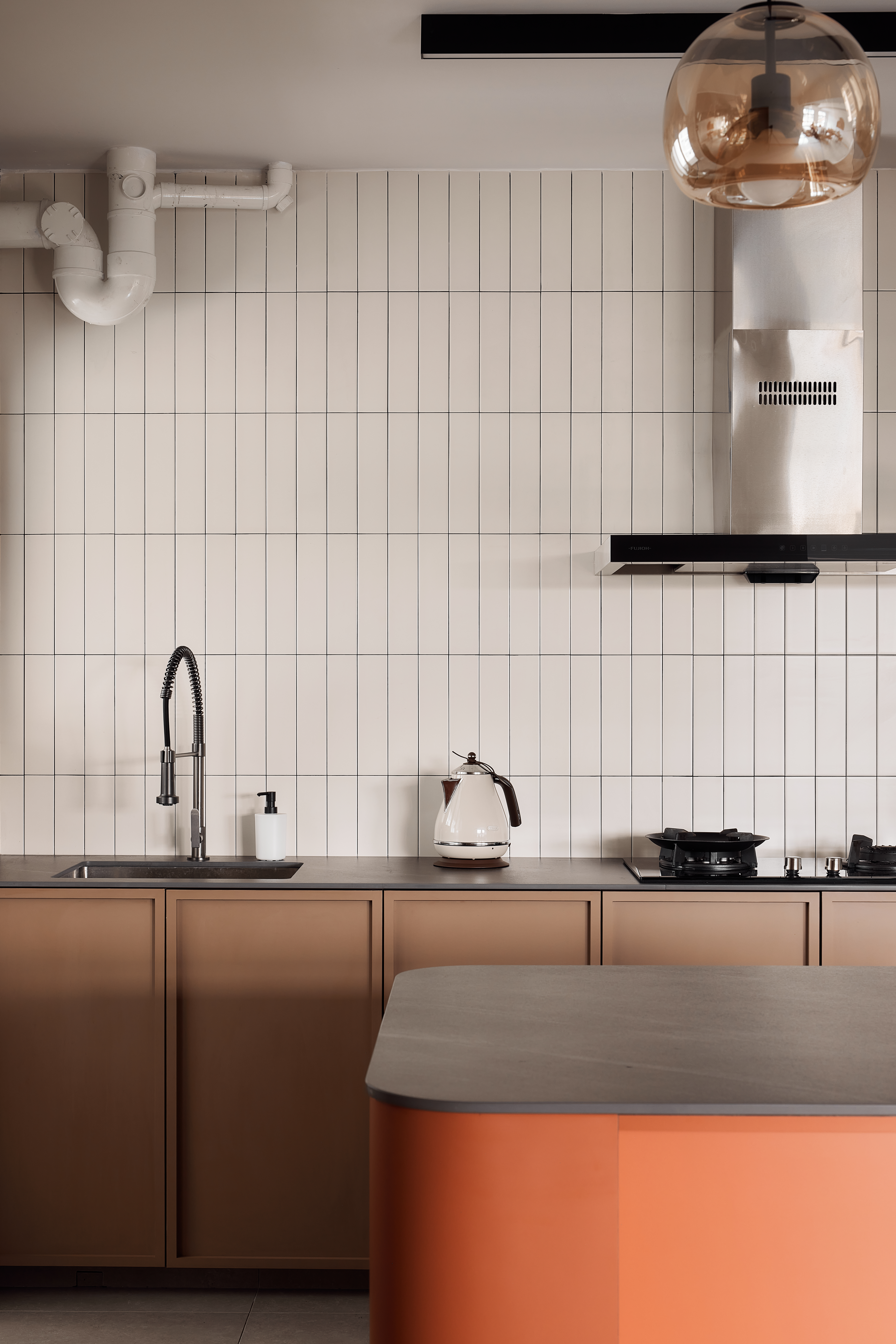 Before & After: Our 5-Room BTO Kitchen Transformation 👨🏽‍🍳🏠 - Modern kitchen with white tiled walls, stainless steel sink
