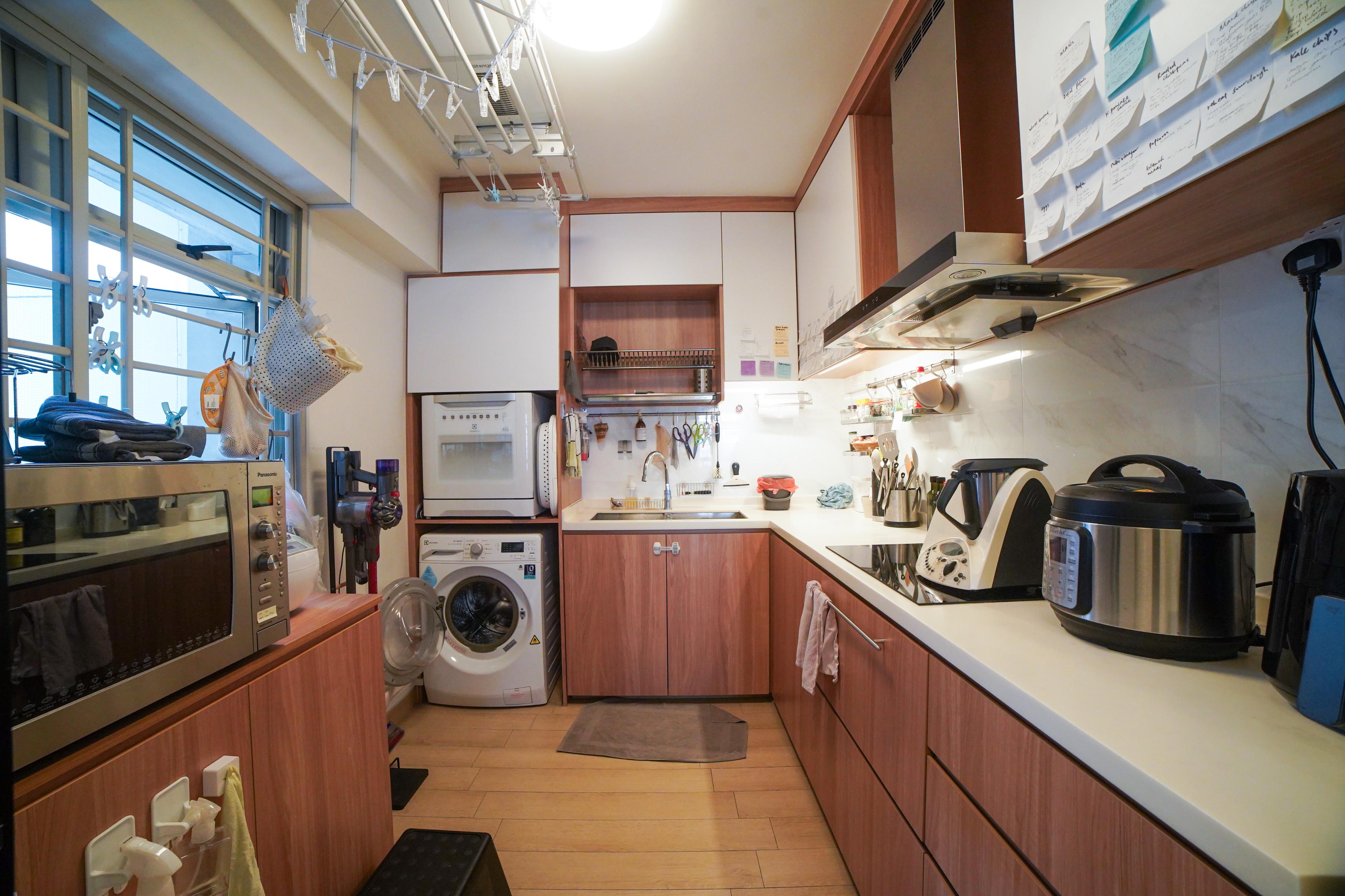 Home Tour: What a flat in Seng Kang looks like 8 years after reno - Wooden kitchen cabinets, modern appliances, laundry area
