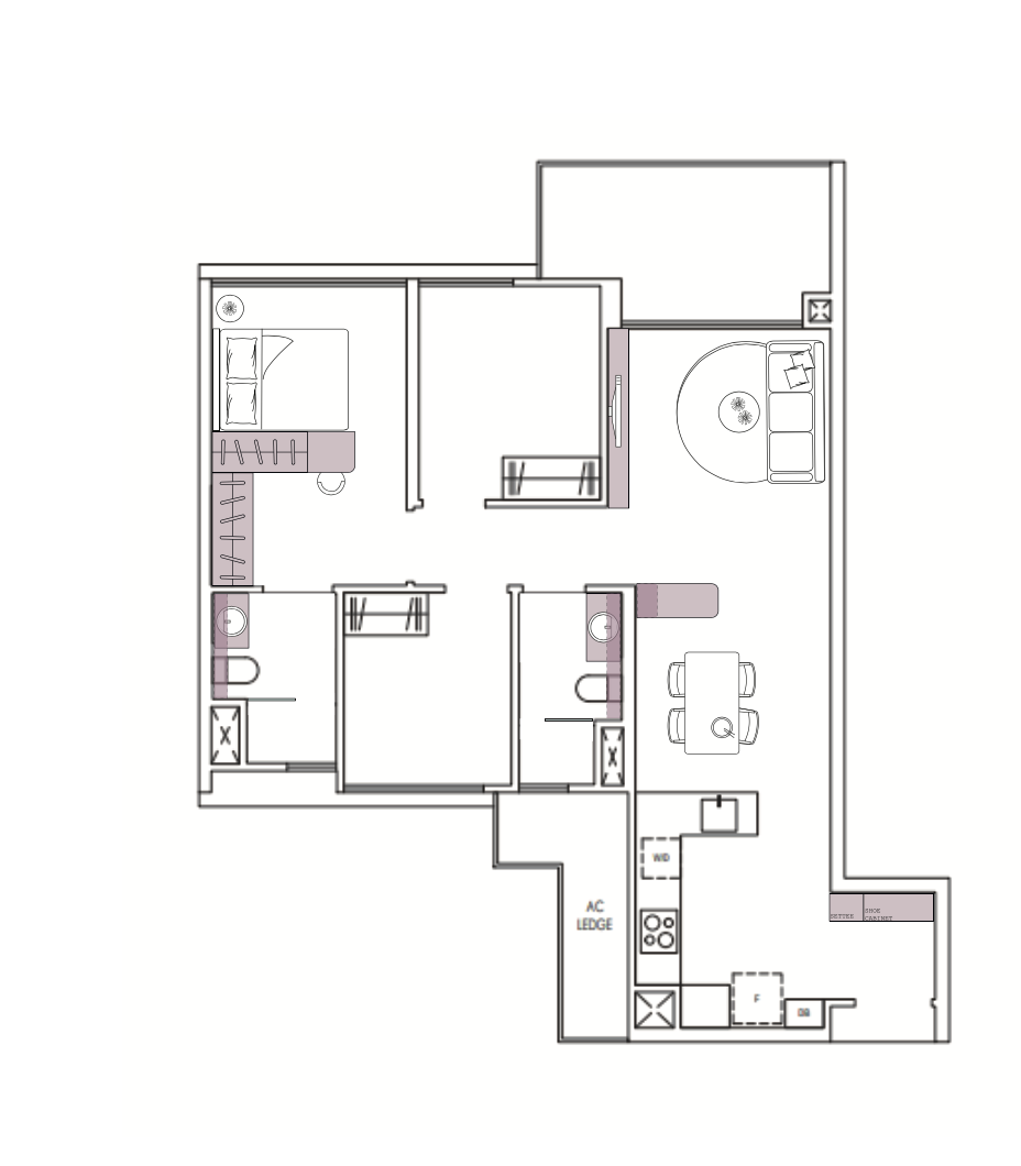 Inside a Warm Minimalist 3-Bedder Condo - Multi-functional living space with a kitchen and bathroom layout, Compact living