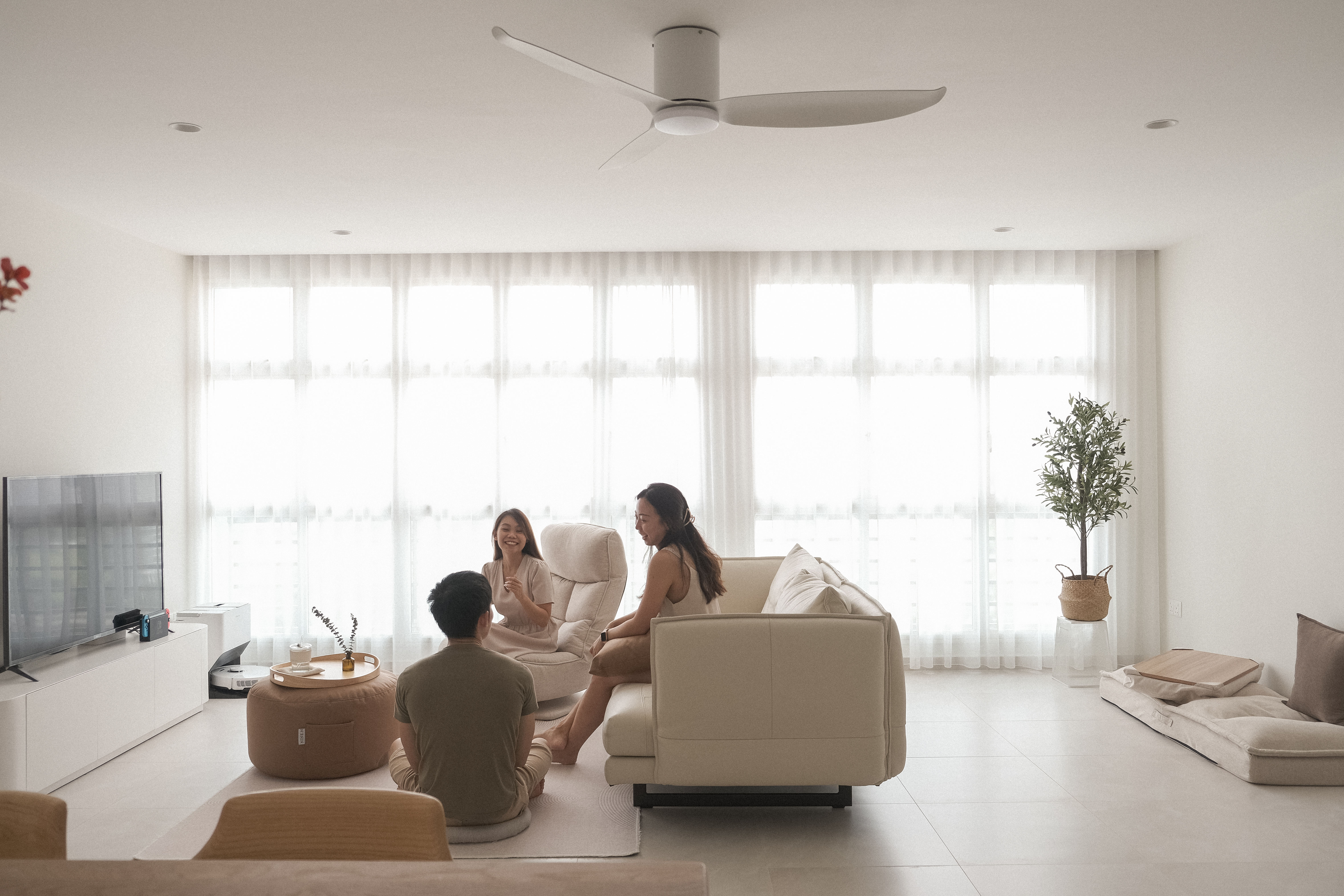 From Resale to Refined: Our $90K Functional Aesthetic HDB Makeover - Modern living room, minimalist design, large windows