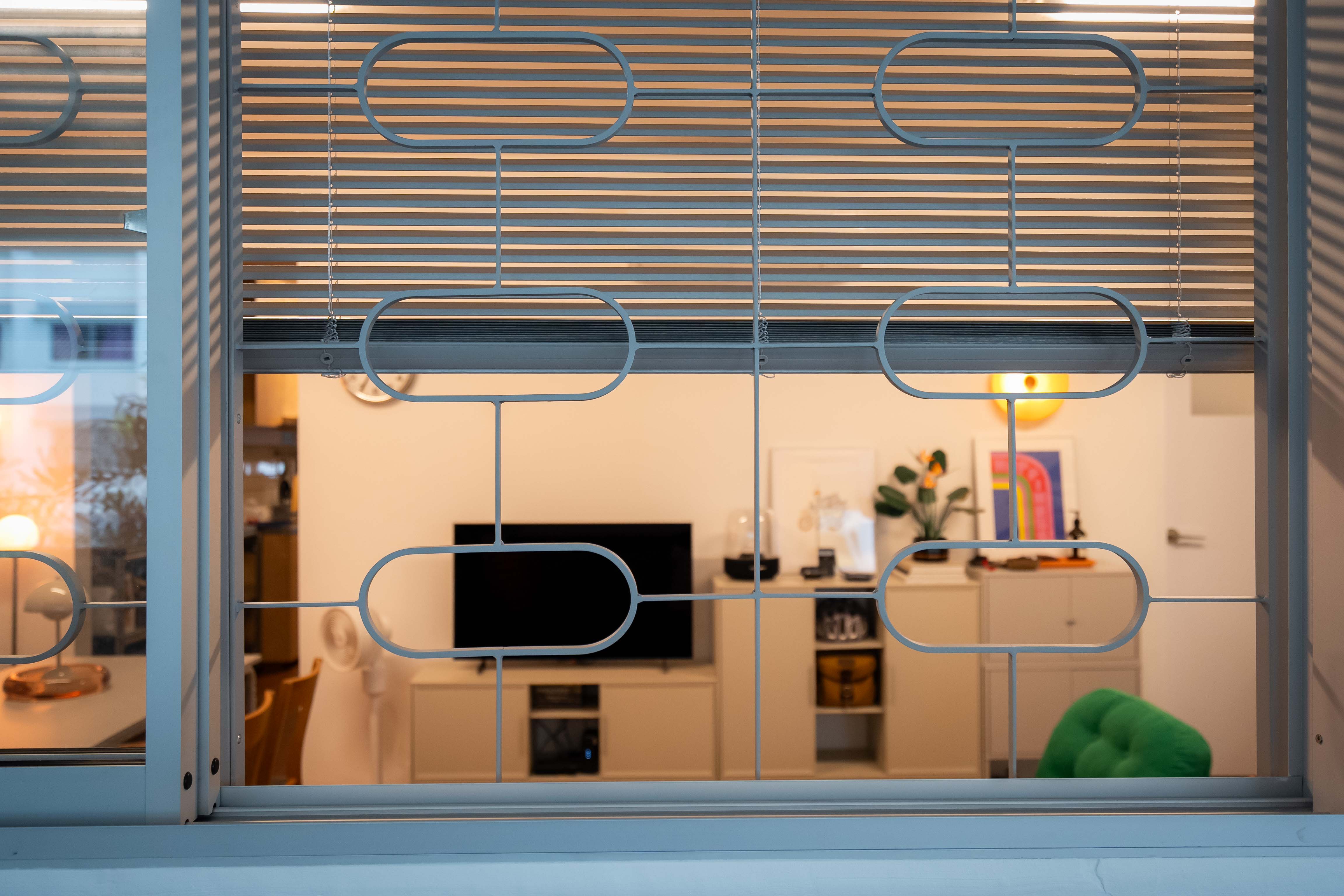 80k 4room HDB transformation: A cosy home photography studio tour! - Modern interior, window with blinds, geometric design