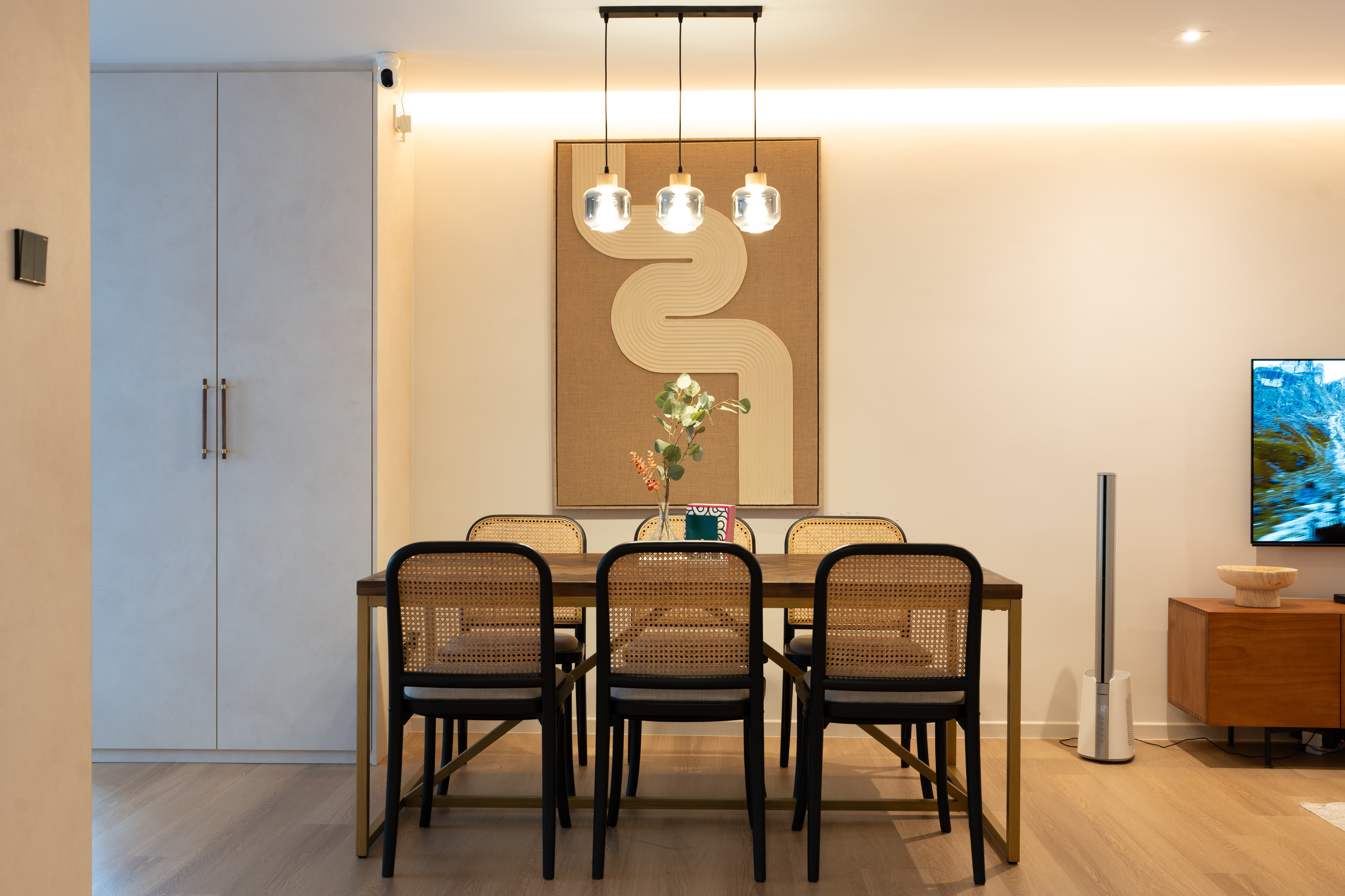 Inside Our $85k Modern Scandinavian 5-Room Resale Transformation! - Modern dining room with sleek furniture, minimalist