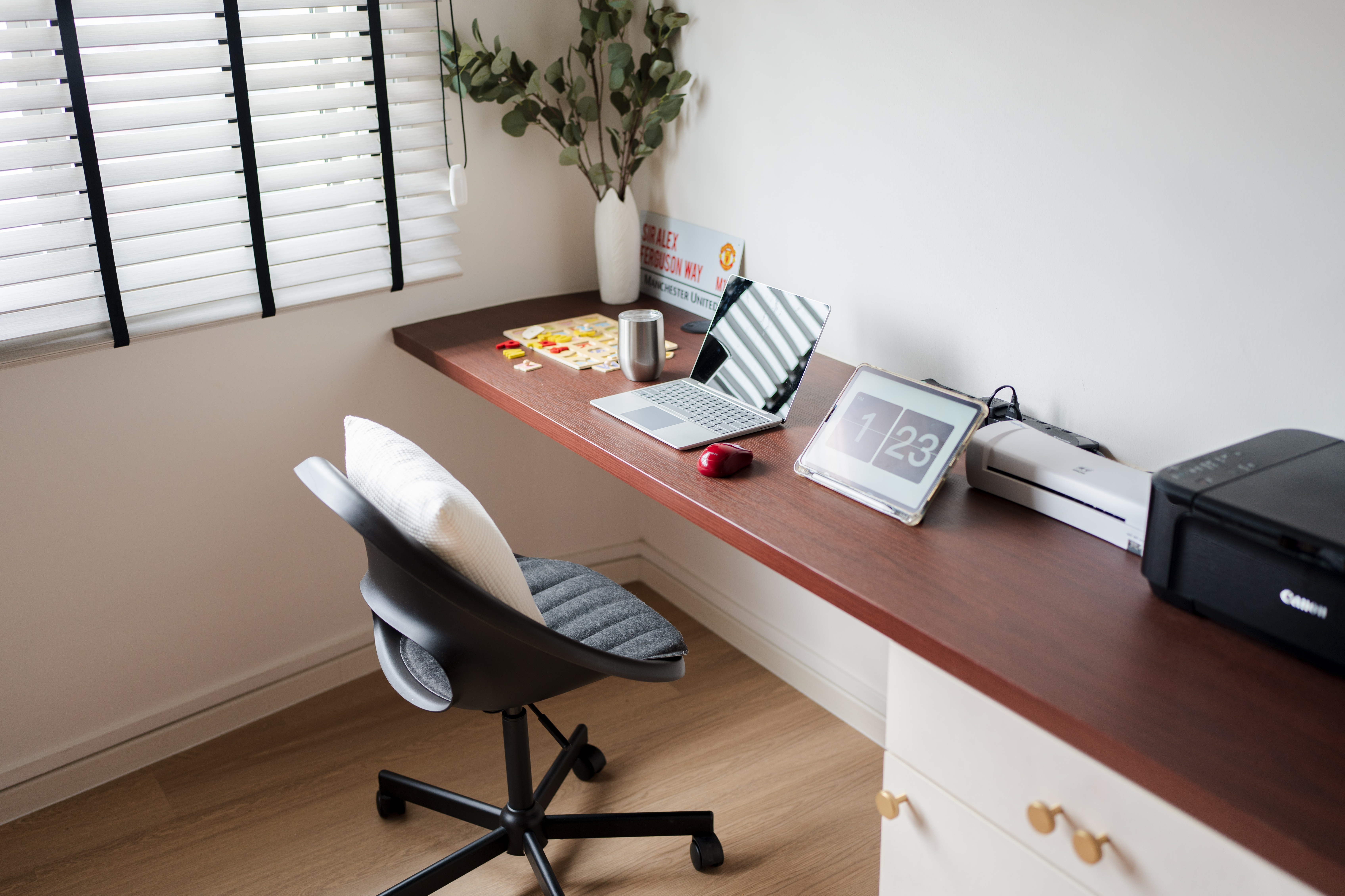 Inside Our $85k Modern Scandinavian 5-Room Resale Transformation! - Modern workspace, ergonomic chair, black and gray color