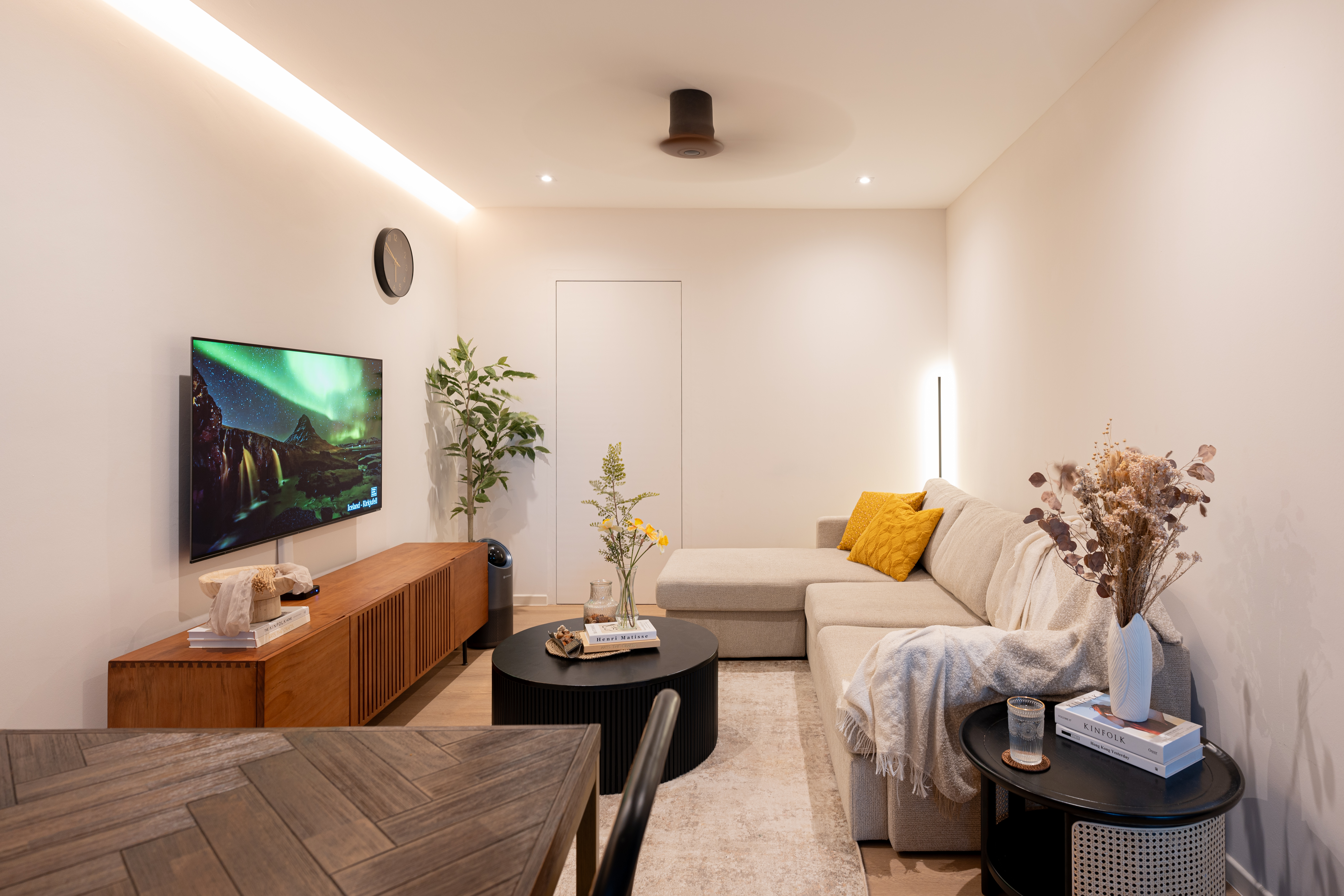 Inside Our $85k Modern Scandinavian 5-Room Resale Transformation! - Modern living room with minimalist design, large