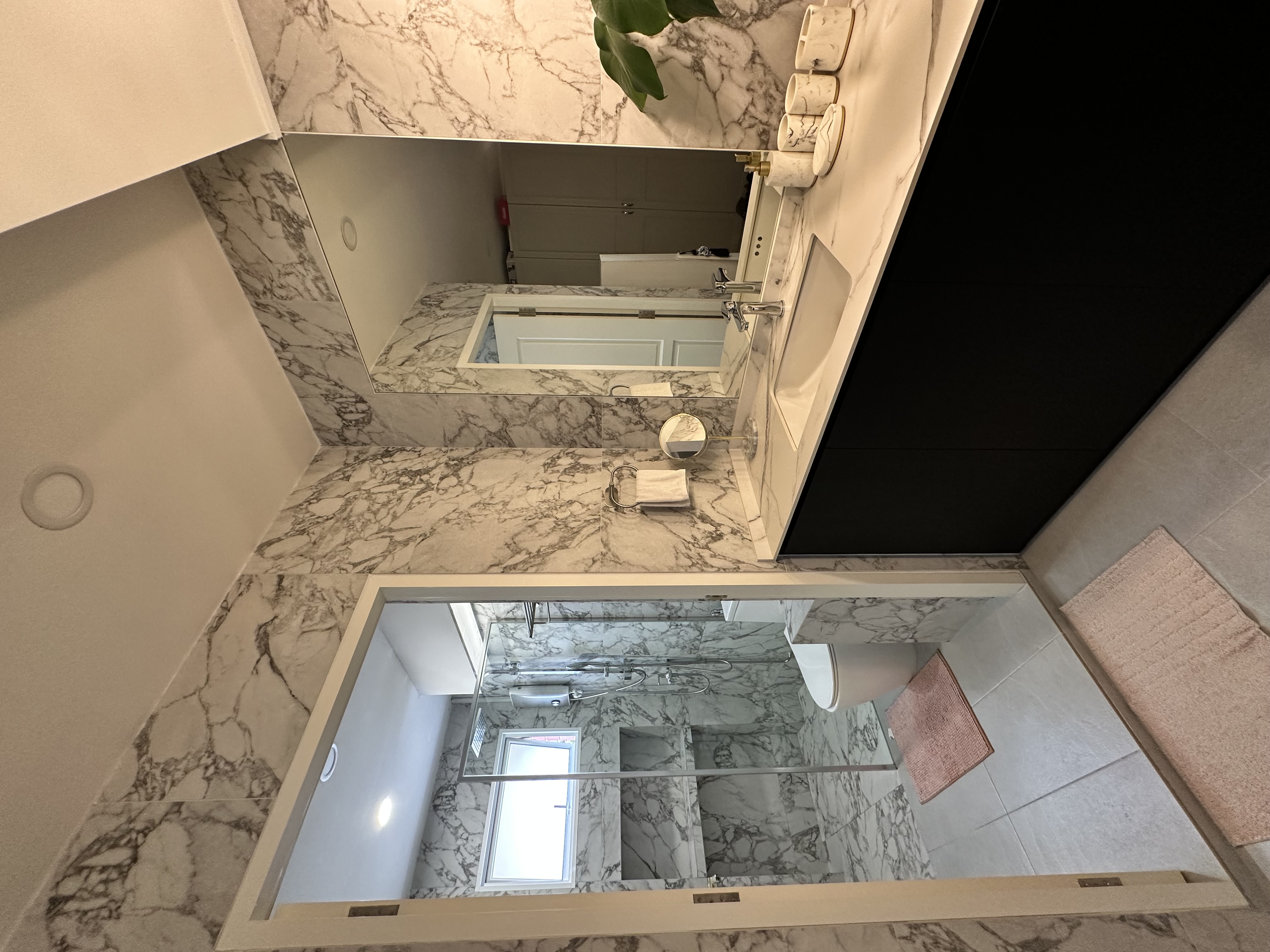 Step Inside Our Maximalist 5-Rm Resale Flat in Tiong Bahru - Marble-tiled bathroom, modern design, white fixtures, sleek
