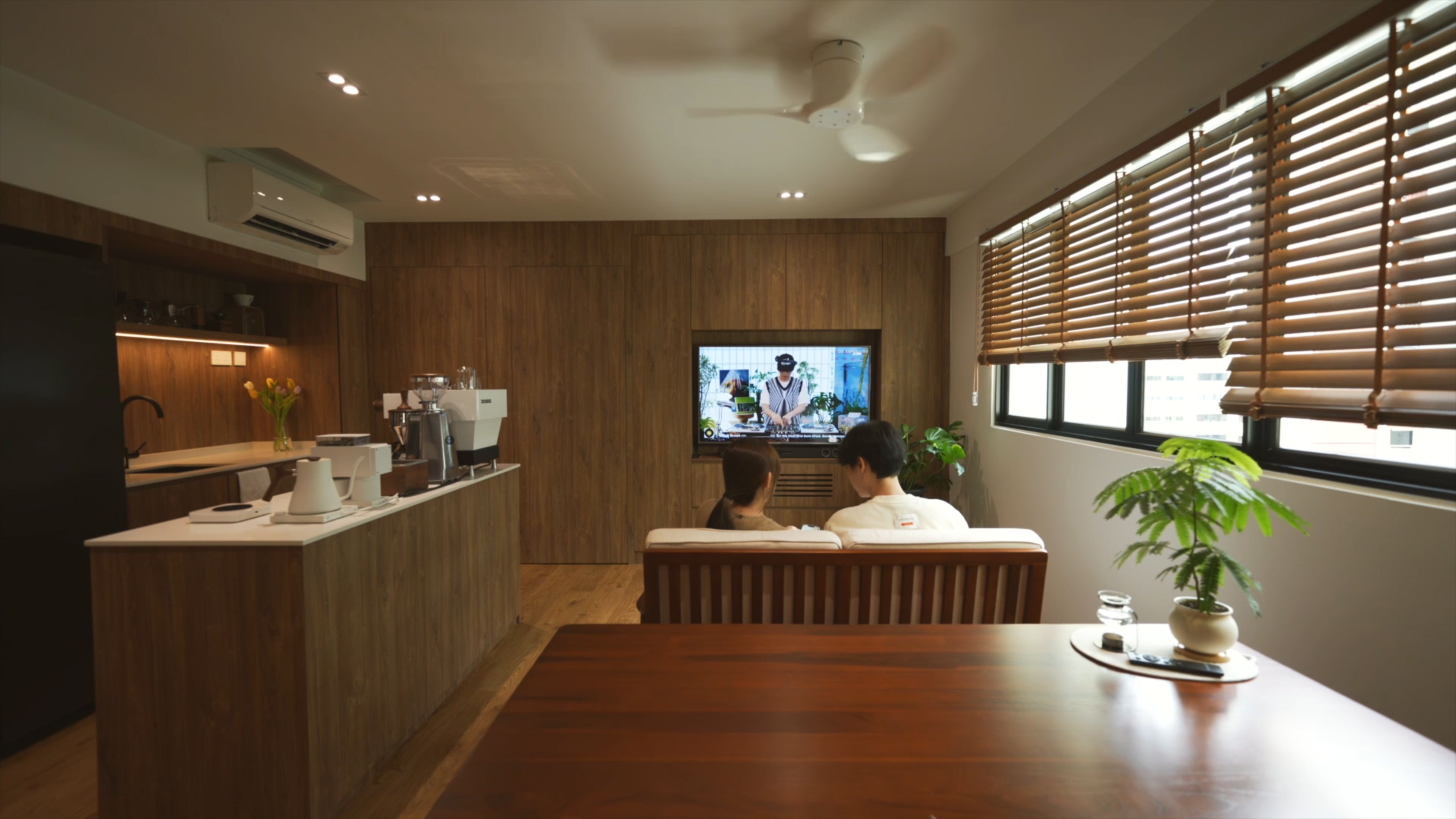 Slow Living at Its Finest: A Tour of Our Thoughtfully Designed Home - Modern living room, cozy atmosphere, wooden paneling