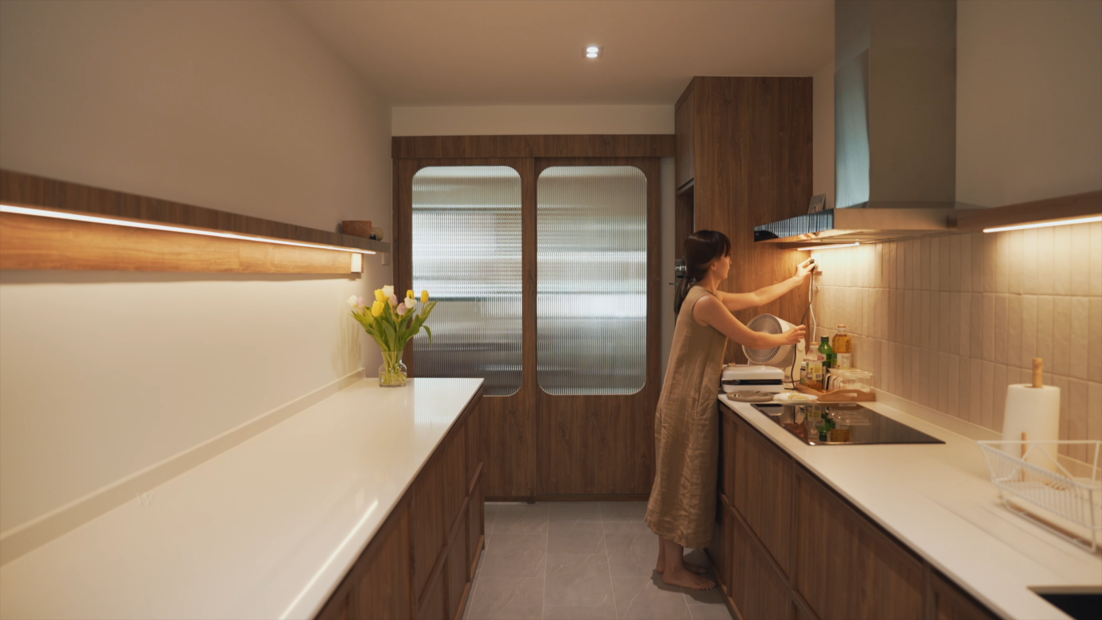 Slow Living at Its Finest: A Tour of Our Thoughtfully Designed Home - Wooden kitchen cabinetry, modern design, warm lighting