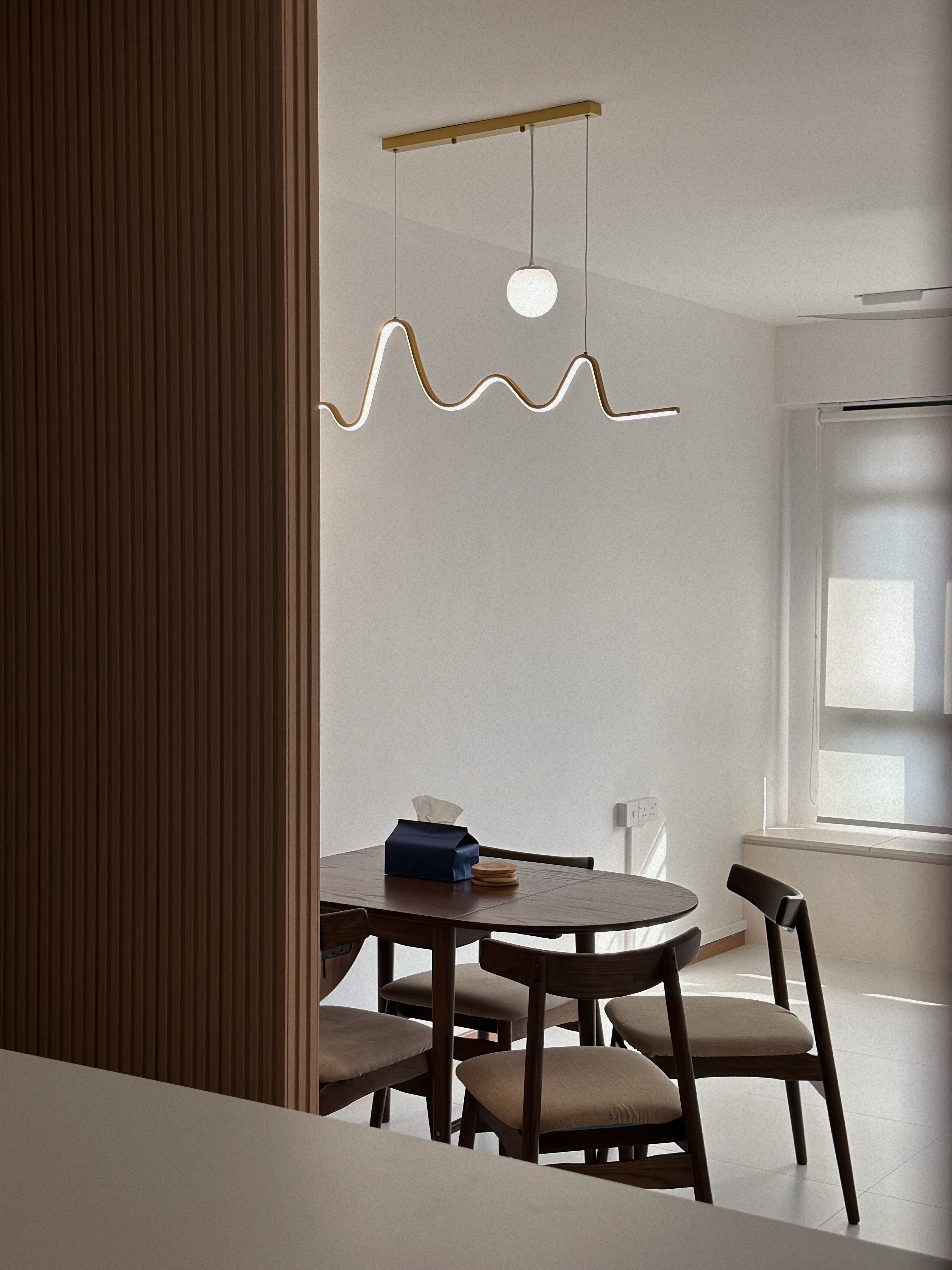 Living Simply, Loving Deeply | Sengkang 4 Room HDB Resale - Modern minimalist dining room, sleek wooden table, round dining