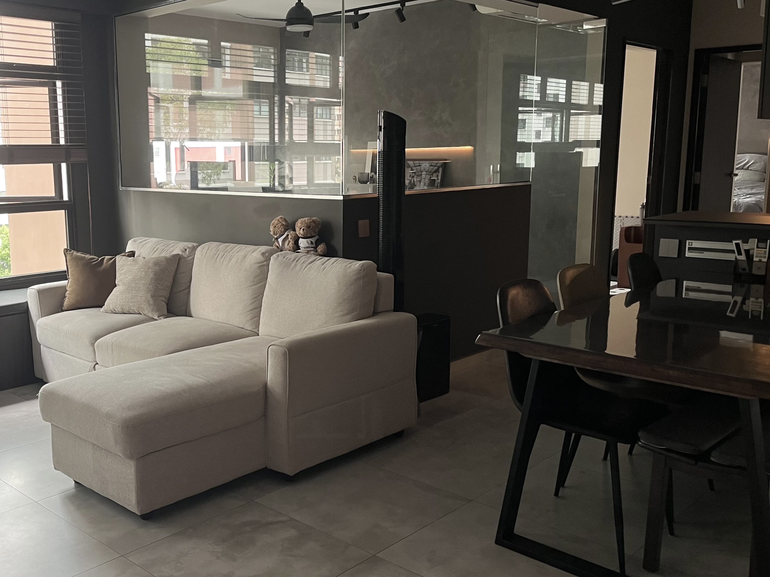 How We Planned Our Homey-Hotel Inspired Flat for Future Kids?? - Modern minimalist living room, beige sectional sofa, cozy