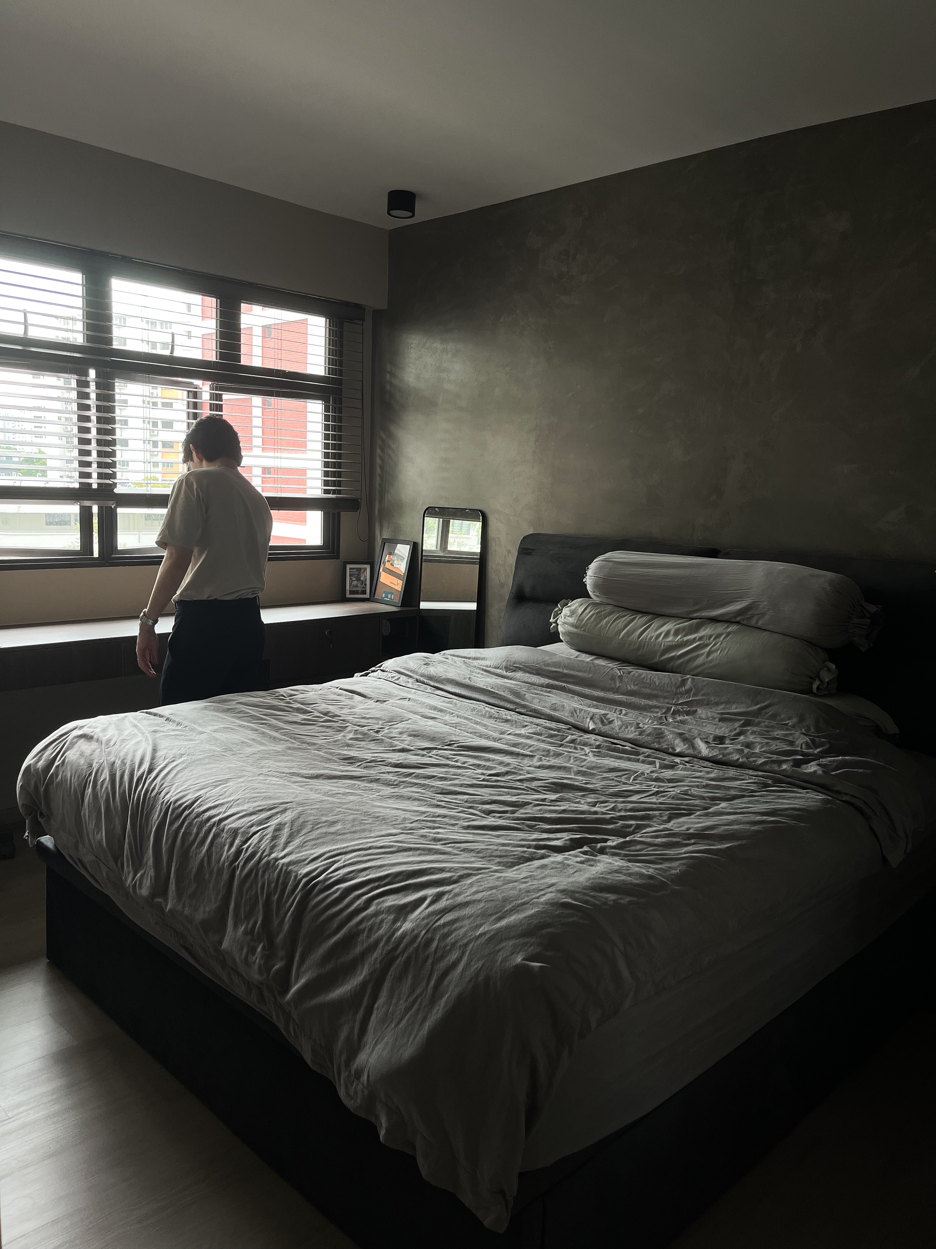 How We Planned Our Homey-Hotel Inspired Flat for Future Kids?? - Modern minimalist bedroom, large window with blinds, person